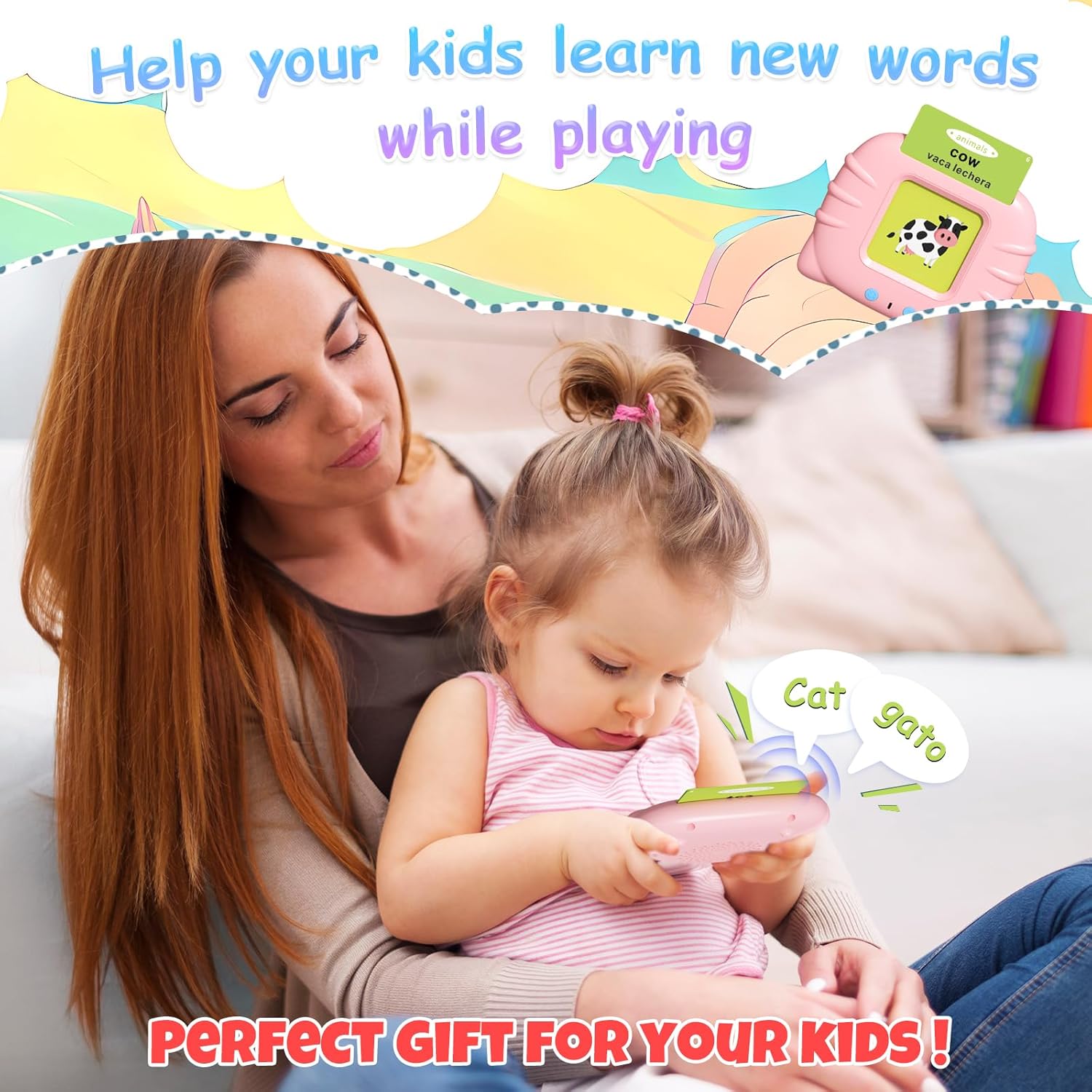 NEWYES – Tarjetas didácticas parlantes para niños pequeños, juguetes sensoriales de 224 palabras para niños autistas, discurso de bolsillo, juguetes