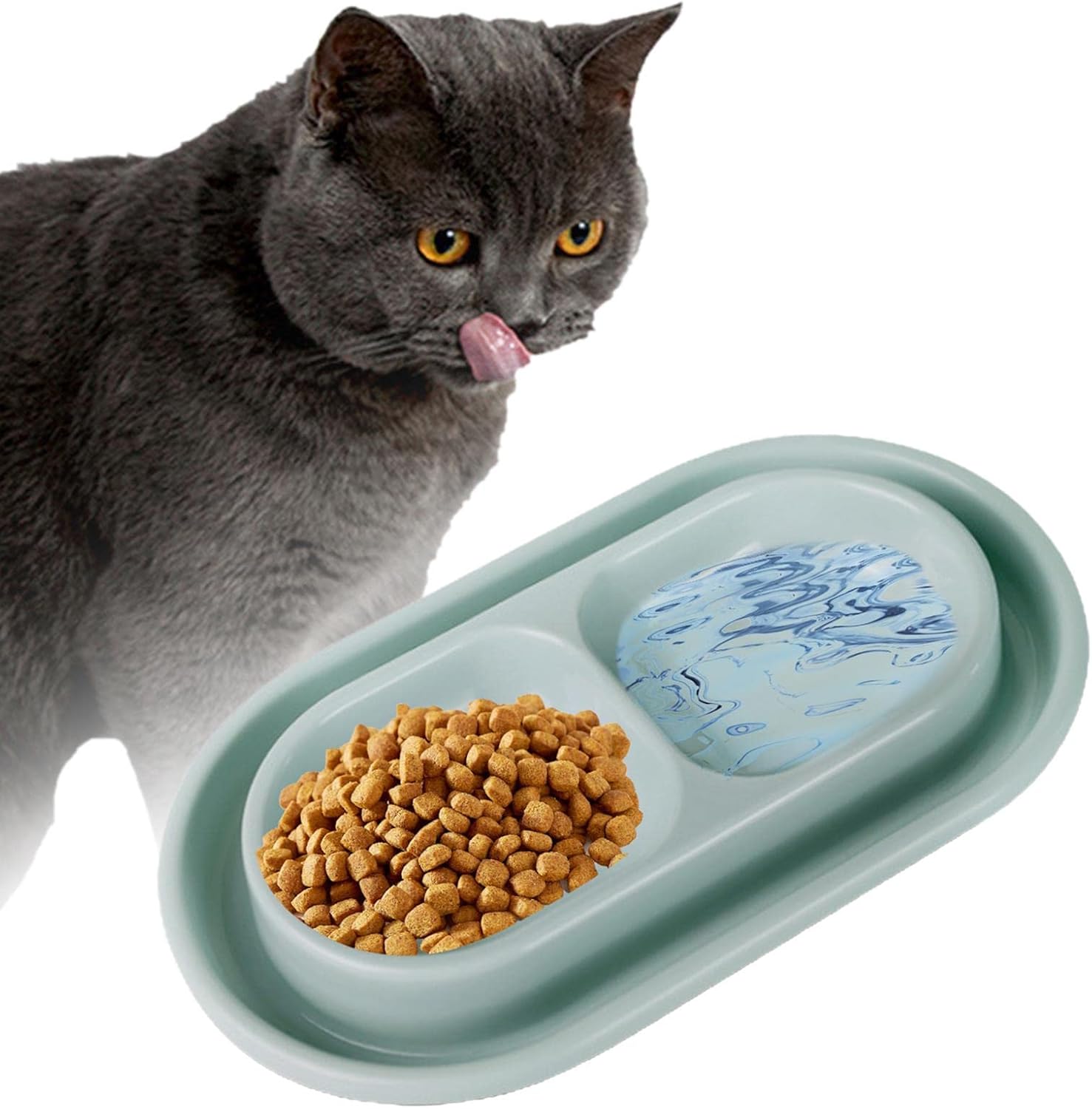 Baoblaze Juego de cuencos de comida y agua para gatos en el exterior, fácil de limpiar, doble tazón de comida para mascotas, juego de cuencos para