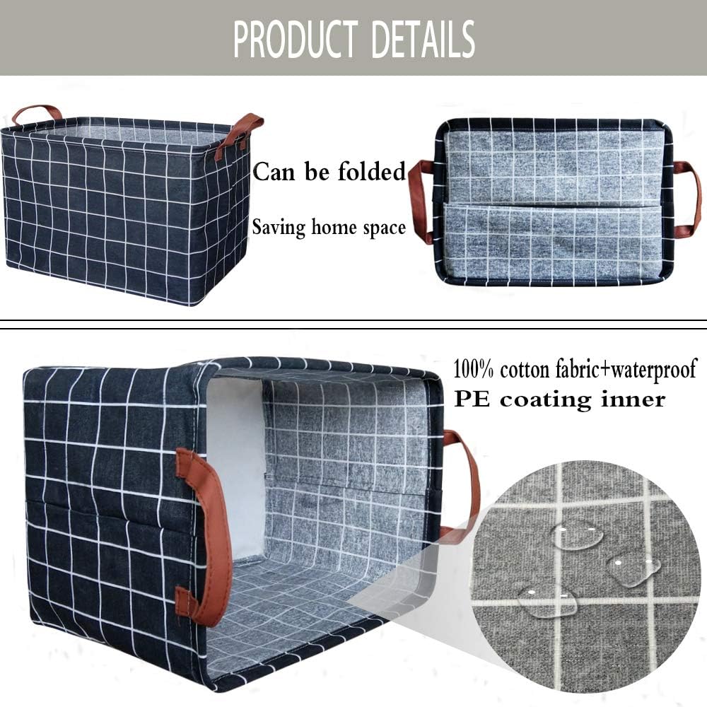 Cesta rectangular de almacenamiento, cesta de guardería de tela de lona para guardar juguetes, caja organizadora impermeable, cesta de lavandería