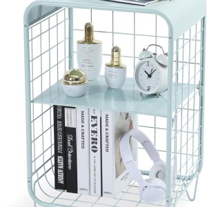 APEXCHASER Bonita mesita de noche, mesa auxiliar de metal, mesa auxiliar de 3 niveles con almacenamiento, mesita de noche vintage, muebles de APEXCHASER Bonita mesita de noche, mesa auxiliar de metal, mesa auxiliar de 3 niveles con almacenamiento, mesita de noche vintage, muebles de
