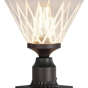 Zanritelit Luz de poste no solar con pantalla de vidrio para entrada, césped, patio, jardín, granja, negro mate, impermeable, lámpara de poste Zanritelit Luz de poste no solar con pantalla de vidrio para entrada, césped, patio, jardín, granja, negro mate, impermeable, lámpara de poste