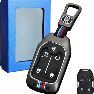 Moonlinks Funda de aleación de zinc para llavero de 5 botones compatible con Chevy SilveradoGMC Sierra 1500 2500HD 3500HD 2019-2022, funda de Moonlinks Funda de aleación de zinc para llavero de 5 botones compatible con Chevy SilveradoGMC Sierra 1500 2500HD 3500HD 2019-2022, funda de