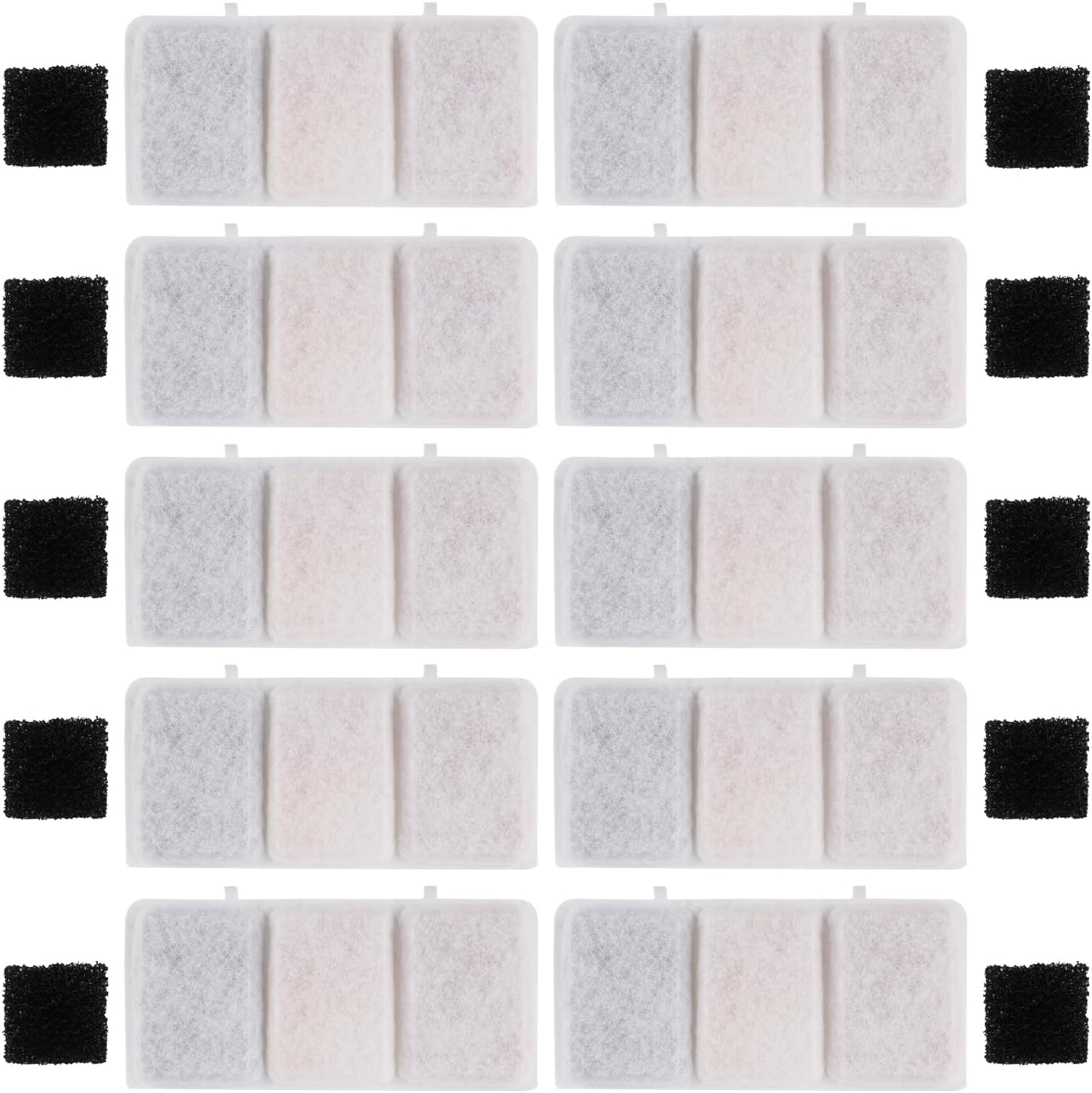 20 filtros de fuente para mascotas, filtro de agua de repuesto para Petory con paquete de 10 esponjas de repuesto para prefiltro de agua para