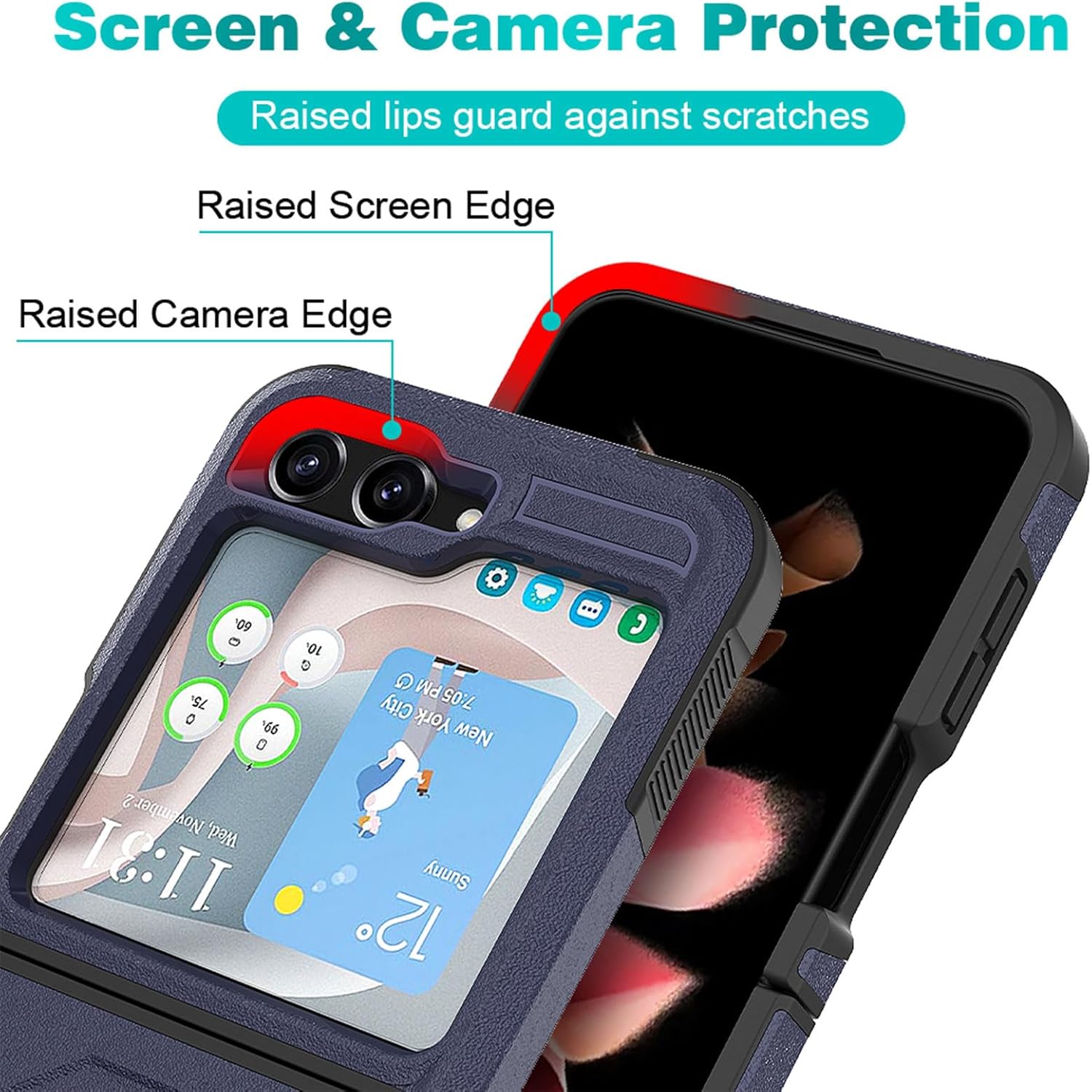 Ailiber Funda para teléfono Galaxy Z Flip 5, funda Samsung Galaxy Z Flip5 con protector de pantalla, soporte de anillo para montaje magnético de