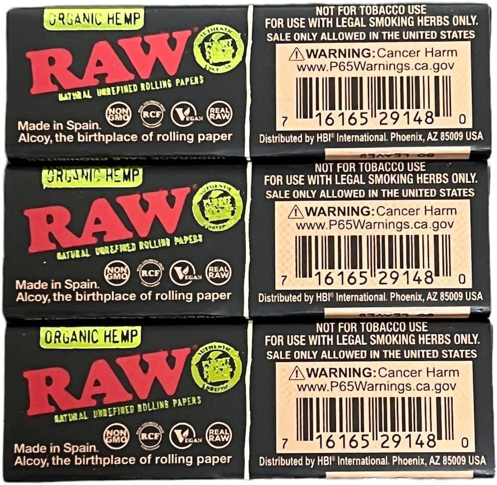 Papel de liar orgánico negro crudo tamaño 1 14, natural sin refinar + tarjeta RSV Scoop (3 paquetes)