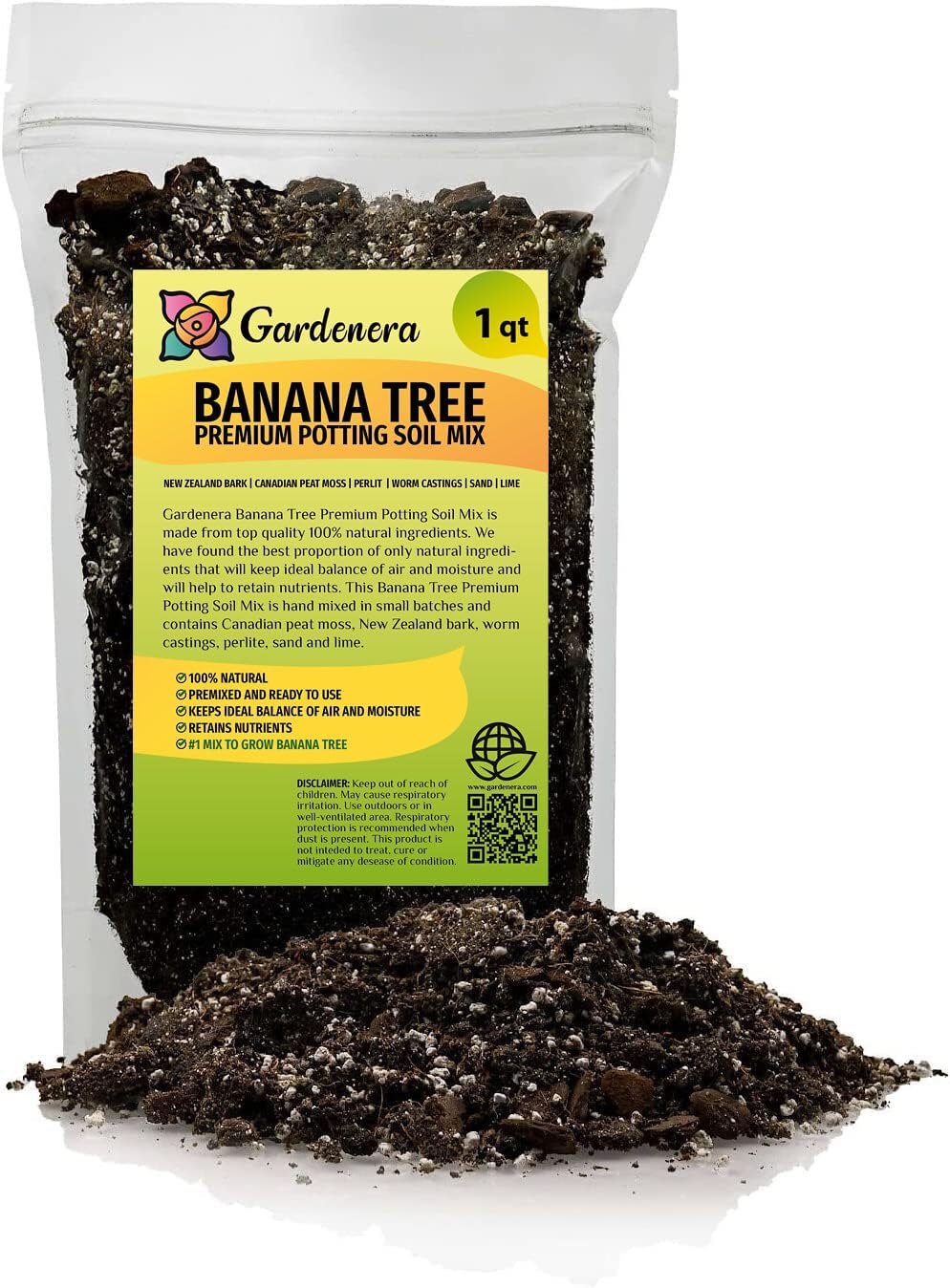 Gardenera Mezcla orgánica de tierra de plátano  1 cuarto de galón  Mezcla rica en nutrientes para un crecimiento robusto y plátanos dulces y jugosos