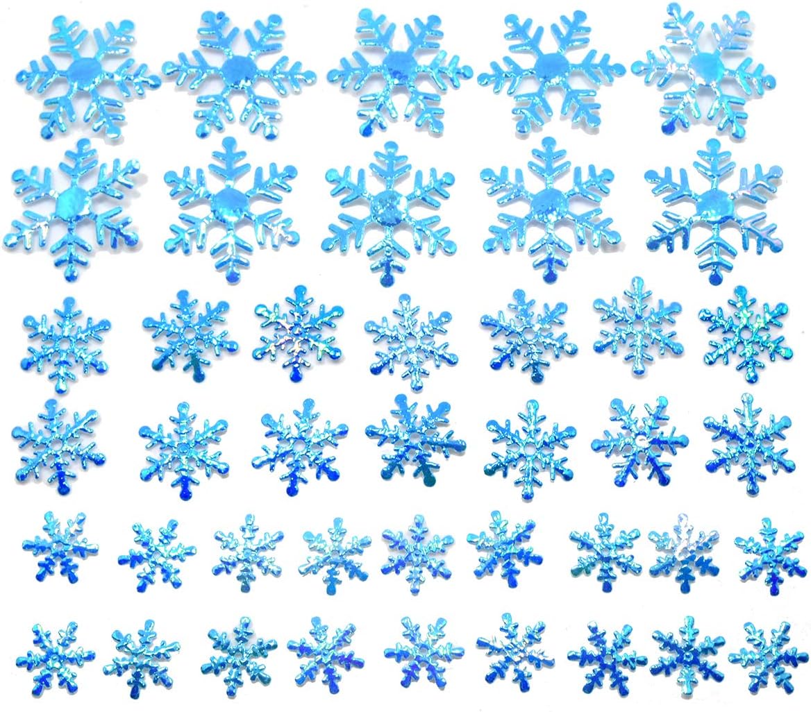 750 piezas de confeti de copos de nieve para Navidad, país de las maravillas de invierno, fiesta congelada, color azul con acabado iridiscente