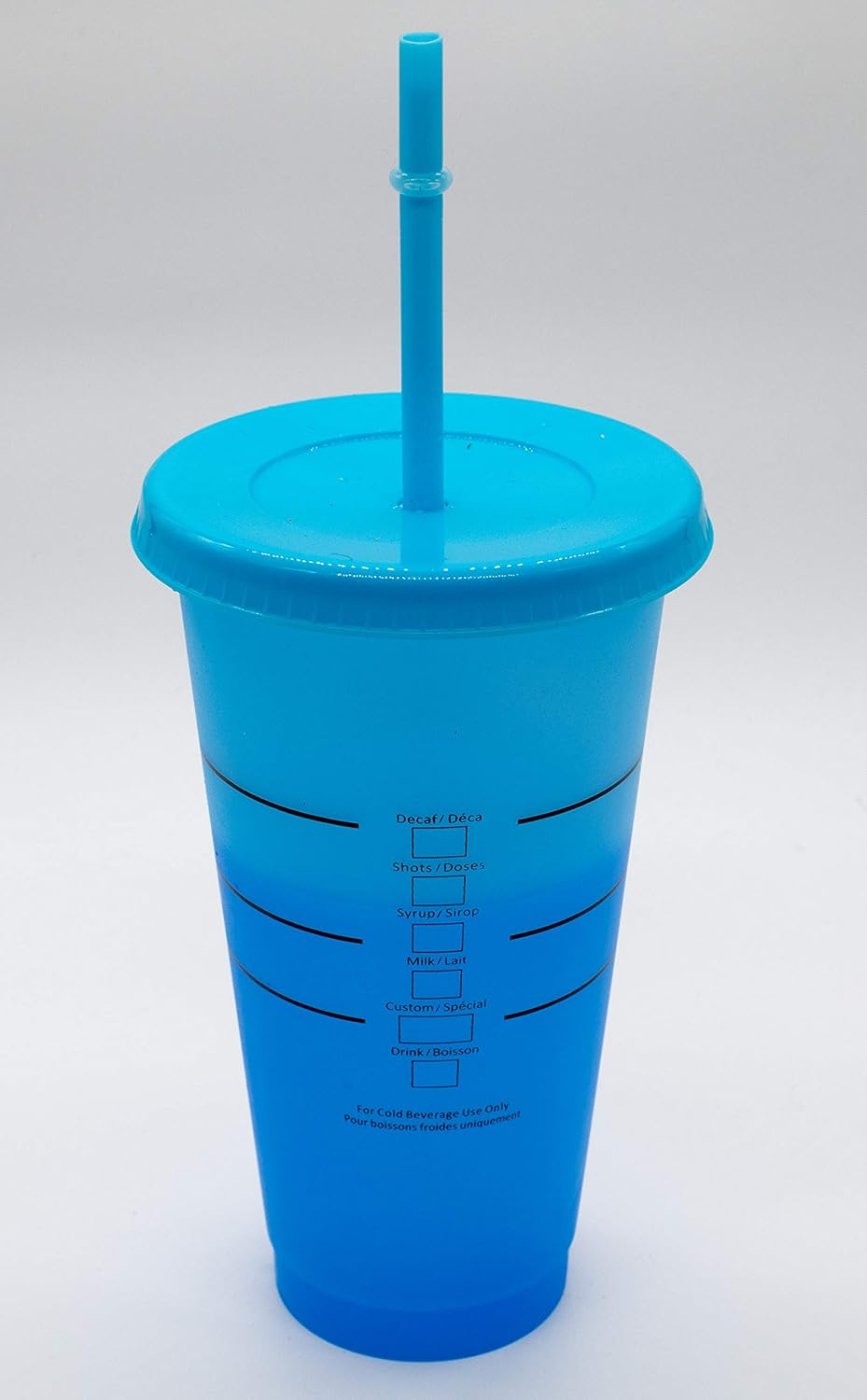 ASTOR – Vasos que cambian de color  Juego de 5 vasos reutilizables con tapas y pajitas  Vaso frío de 24 onzas  Vasos de café helado