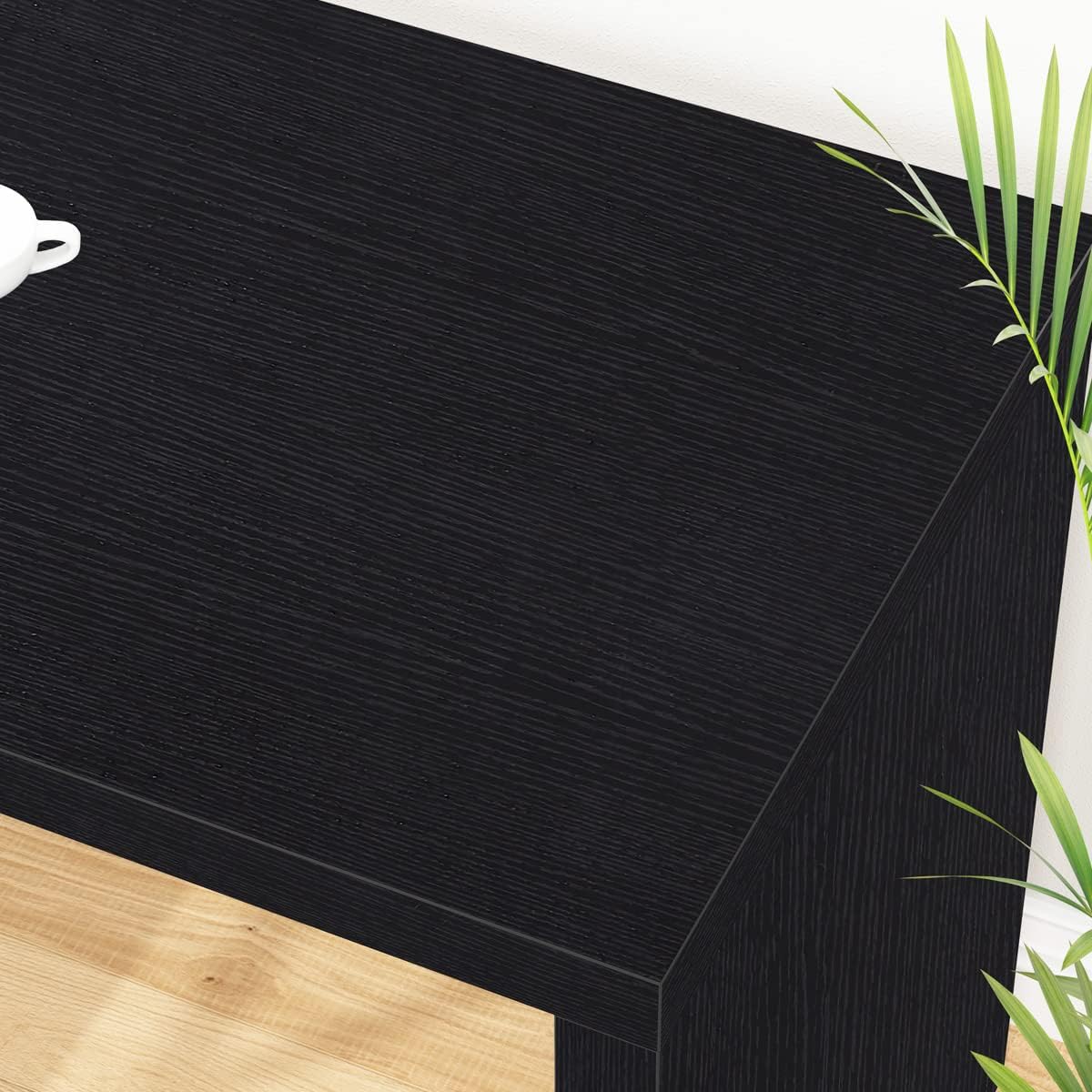 HSH Escritorio negro en forma de L con estantes de cajones, escritorio giratorio de 360 grados para oficina en casa en forma de L con gabinete de