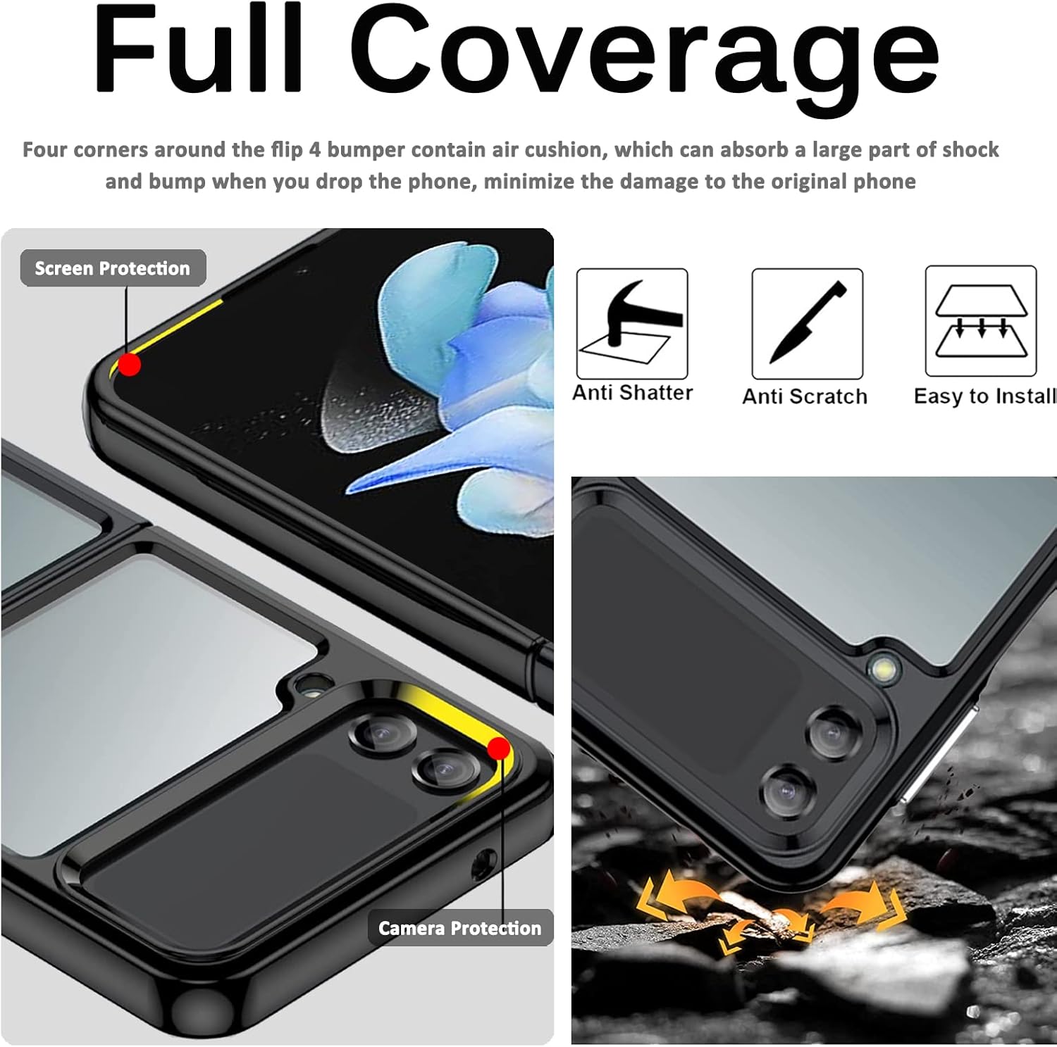 Miimall Funda compatible con Samsung Galaxy Z Flip 4 2022, carcasa plegable ultrafina y gratuita, parte trasera transparente de policarbonato duro