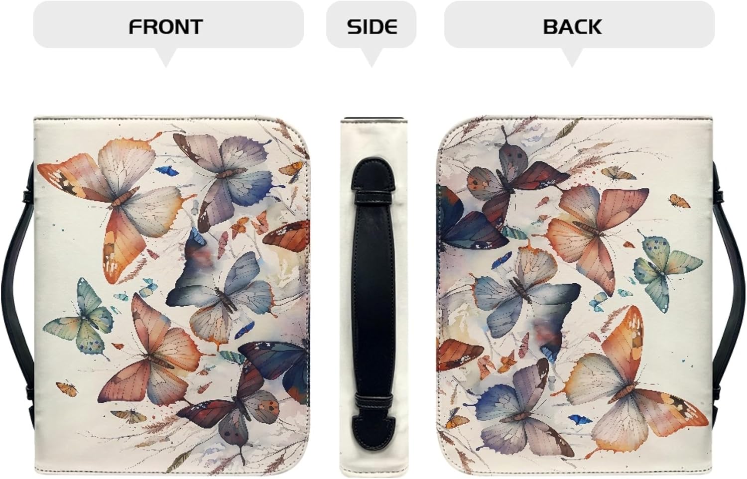 Fundas de Biblia de mariposa personalizadas de cuero para mujeres y niñas, pequeñas con asa y cremallera, fundas de Biblia para estudio bíblico,