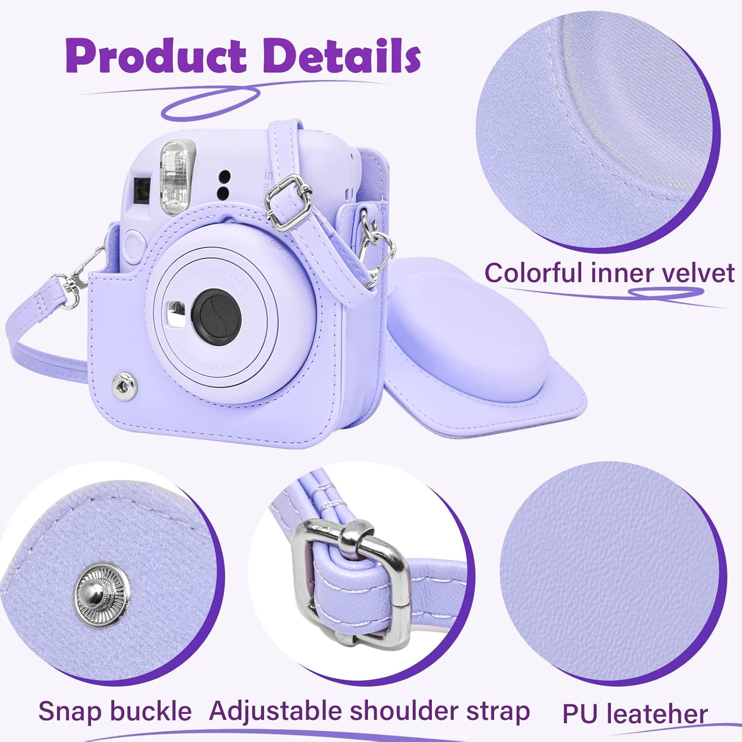 MUZIRI KINOKOO Funda protectora para Fuji Instax Mini 12, funda protectora para Fujifilm Instax Mini 12 bolsa de transporte de color sólido Bolsa de