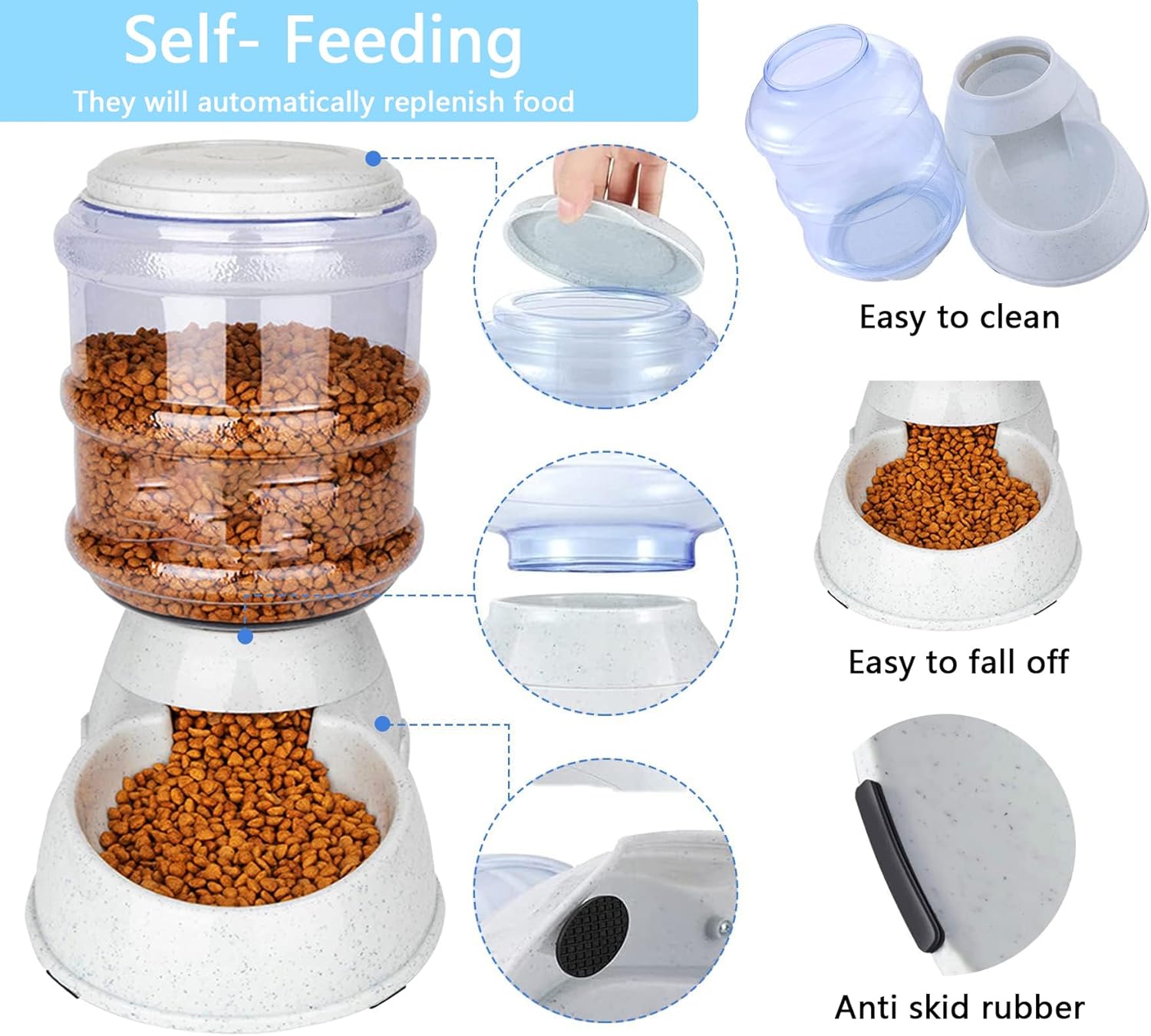 Comedero automático para perros, dispensador de comederos para perros grandes, estación de alimentación automática de 3 galones por gravedad para