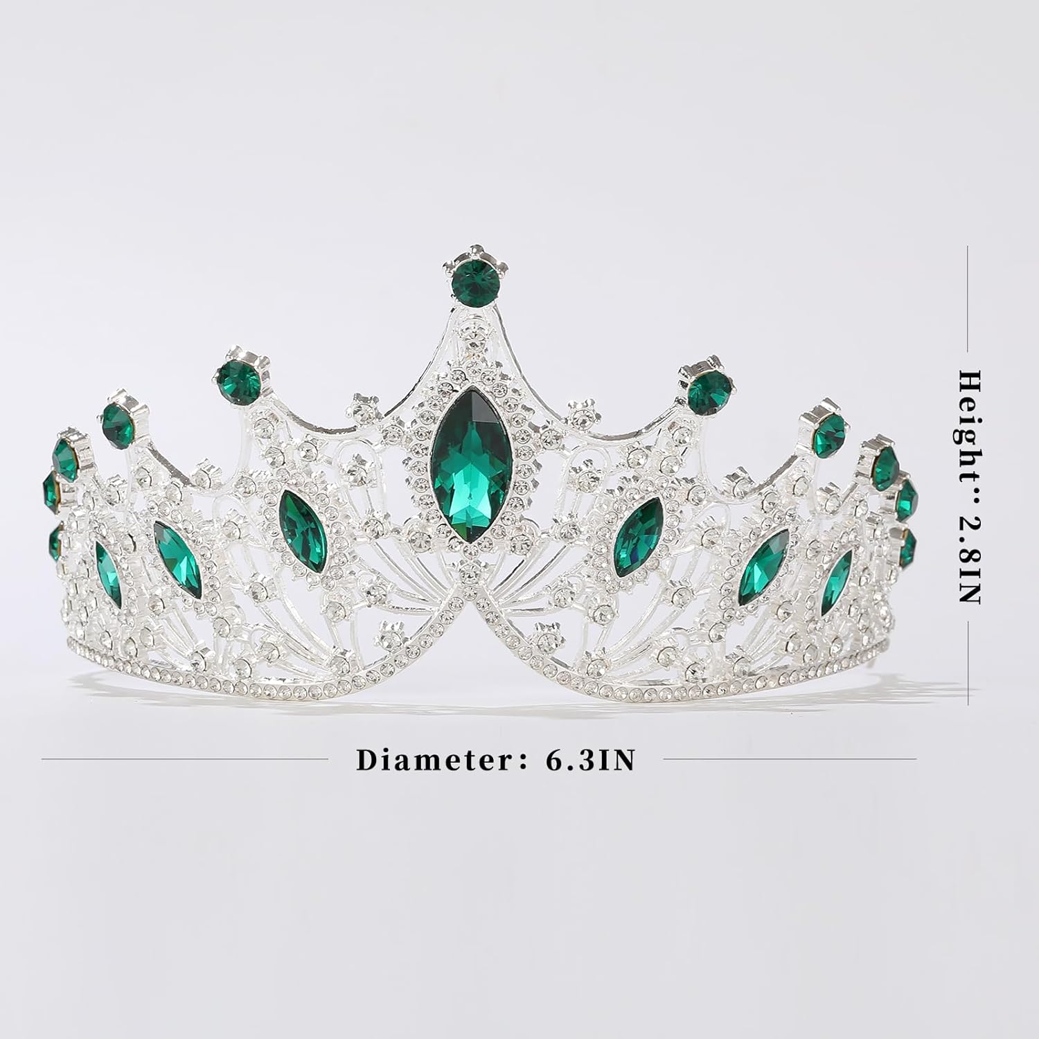 DZRYBNXF Tiaras de cristal de la corona y coronas para las mujeres tiara de plata de la boda para la novia (plata+verde)