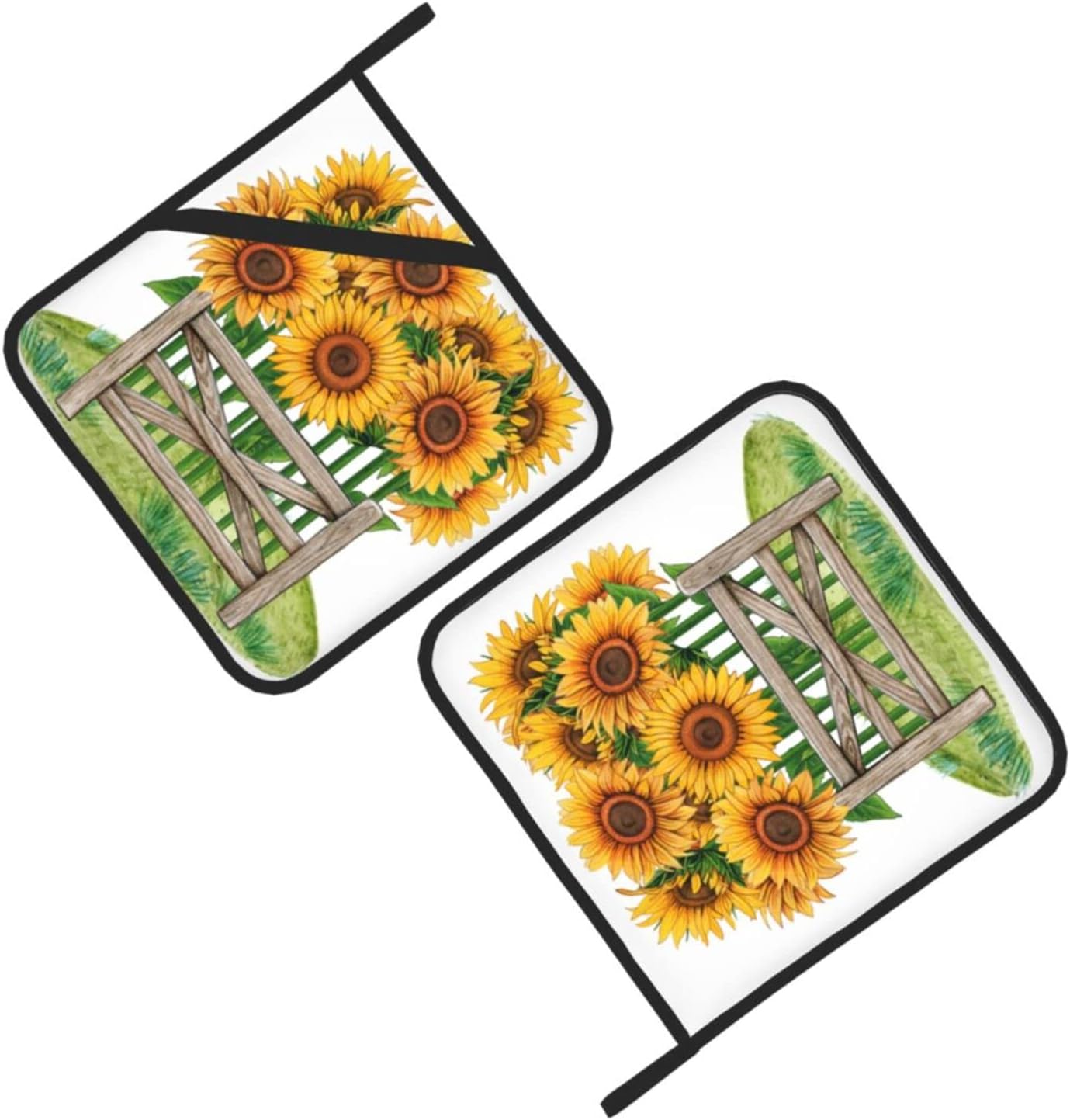 Agarraderas básicas de girasol para cocina, uso diario, con flores de otoño, resistentes al calor, para cocinar, hornear, barbacoa, paquete de 2, 8