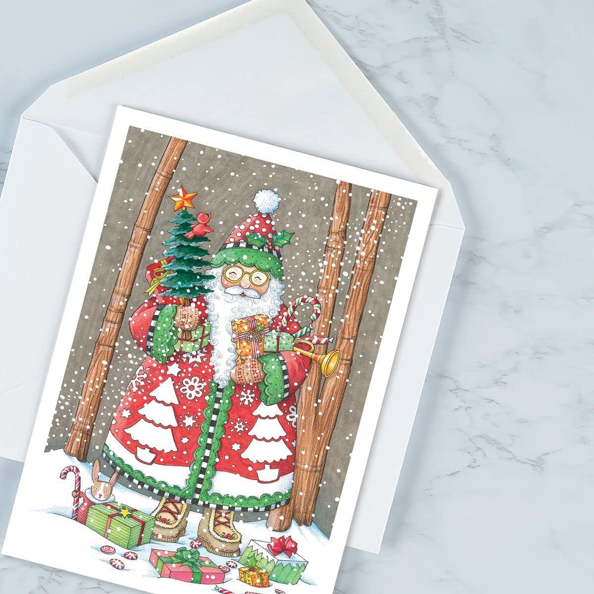 Current Juego de tarjetas de felicitación navideñas Believe in Santa  Mary Engelbreit, juego de 20 tarjetas grandes plegadas de 5 x 7 pulgadas,