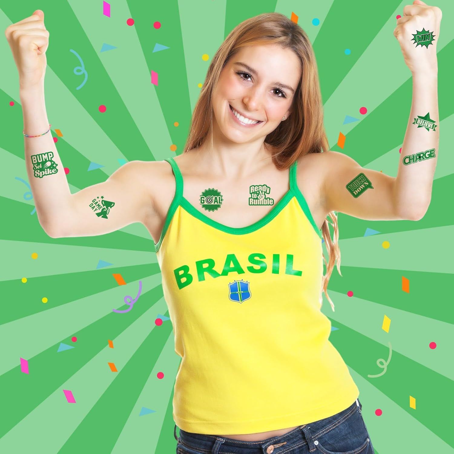 Demissle 200 tatuajes temporales de espíritu de equipo, porristas número 1, tatuajes temporales de sóftbol, fútbol, béisbol, tatuajes faciales y