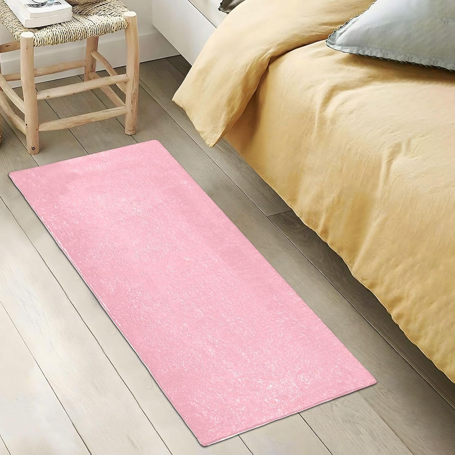 Joisal Shell – Alfombra de baño color rosa, lavable a máquina, alfombra trasera de goma absorbente, 39 x 20 pulgadas