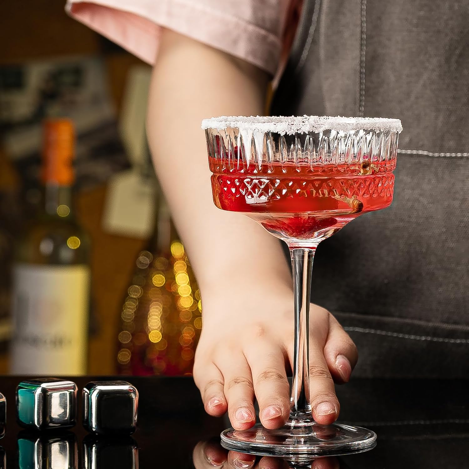Juego de 6 vasos vintage Art Deco Coupé, vasos de Martini de 10 onzas, copas de cóctel Coupé, elegante copa de Manhattan soplada a mano para bar,