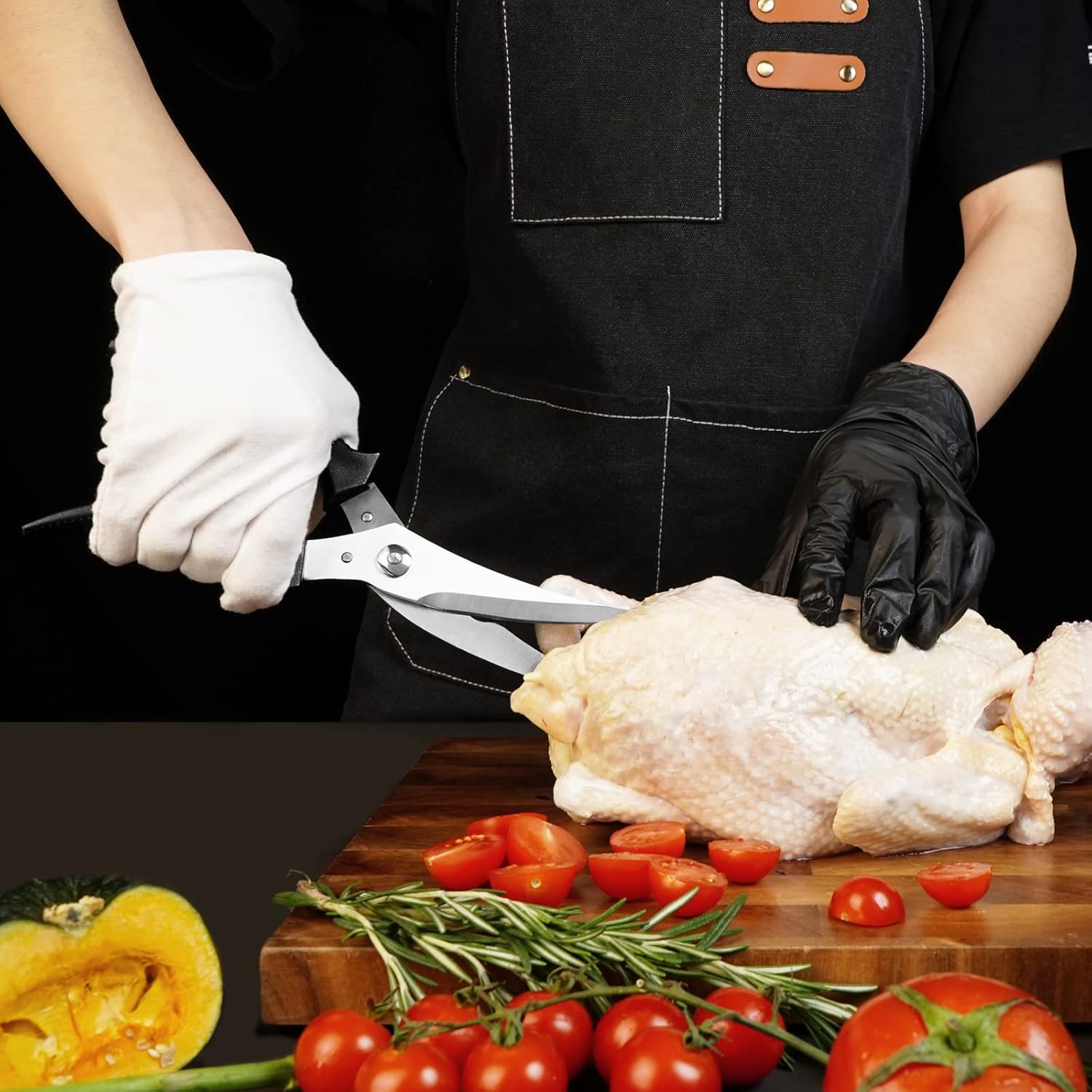 Cuchillo de chef y tijeras de cocina, juego de cuchillos de chef 2 piezas, cuchillo de chef japonés afilado bien hecho iridiscente sin costuras