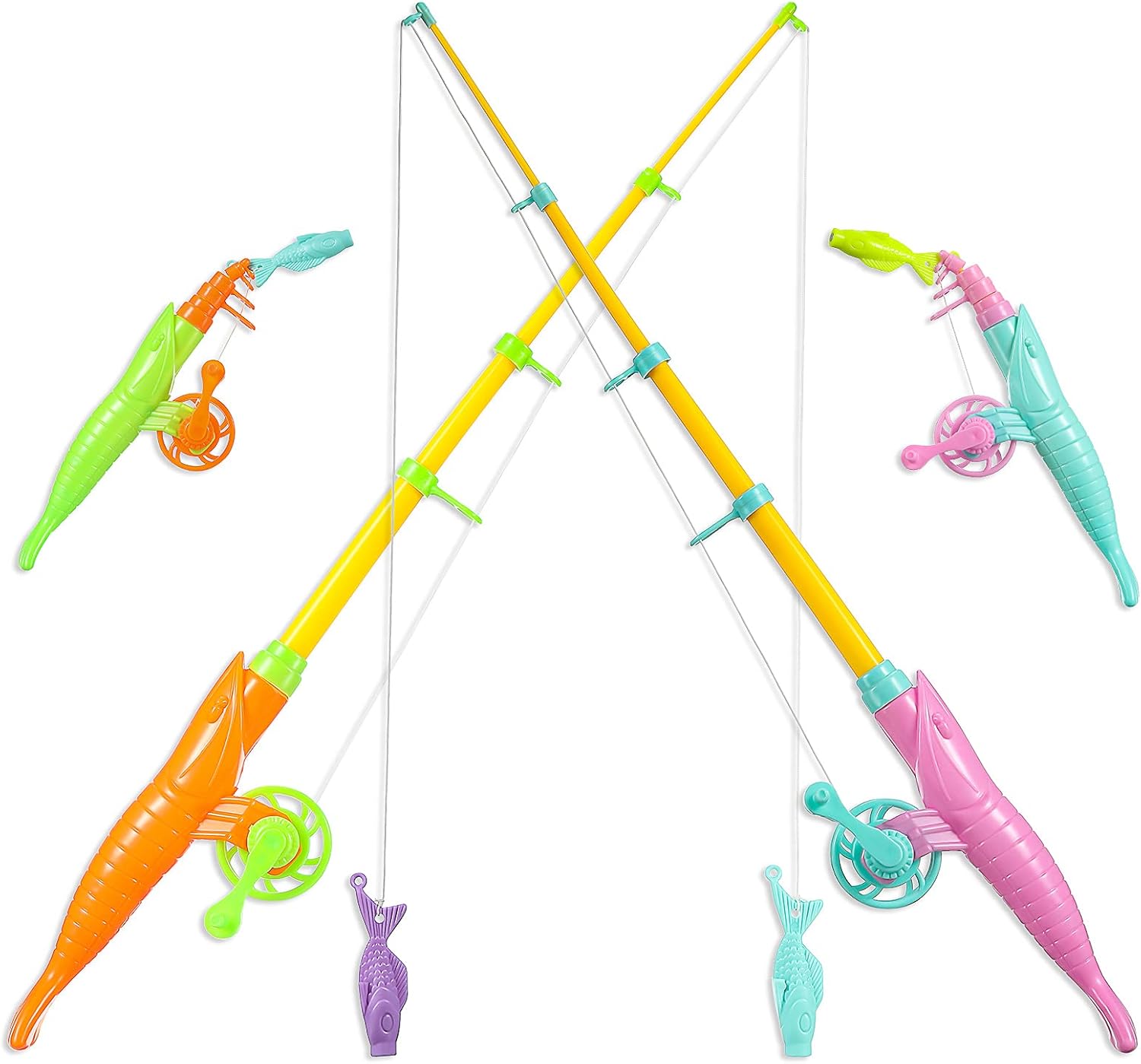 4 piezas de juego de pesca magnético, juguete flotante magnético de verano de 7.3 pulgadas, poste magnético para niños y niñas, juguete de baño de