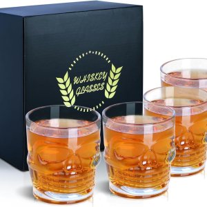 Juego de 4 vasos de whisky, vasos de 10 onzas antiguos para beber whisky escocés, bourbon, cóctel, coñac, vodka, ginebra de tequila, ron, licor de Juego de 4 vasos de whisky, vasos de 10 onzas antiguos para beber whisky escocés, bourbon, cóctel, coñac, vodka, ginebra de tequila, ron, licor de
