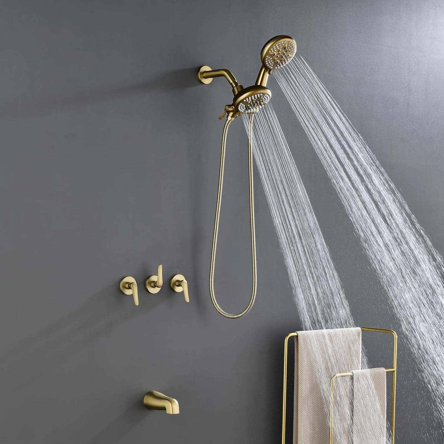 Juego de grifo de ducha de 3 manijas, sistema de ducha con boquilla de bañera, juego de grifo de bañera, juego combinado de cabezal de ducha,