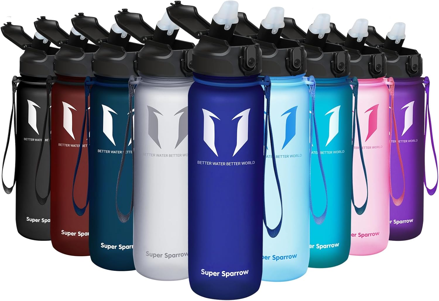 Super Sparrow Sports Water Bottle with Straw – 25 oz32 oz – Non-Toxic BPA Free & Eco-Friendly Tritan Co-Polyester Plastic Water Bottle – Leak Proof