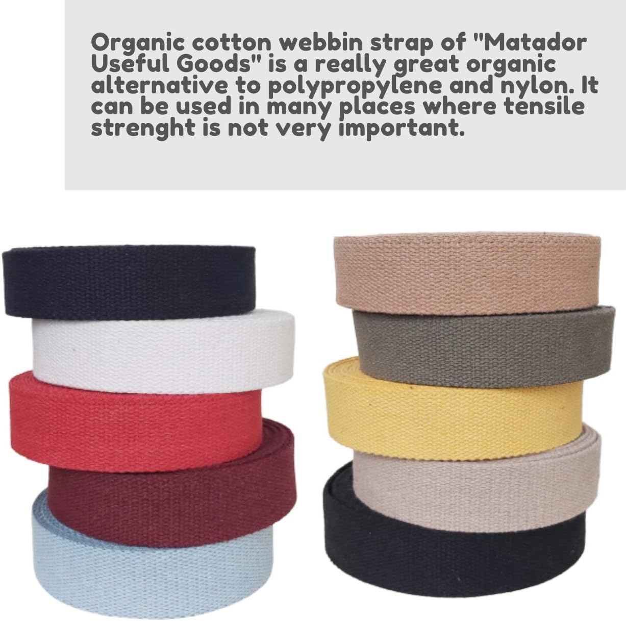 Correas de algodón pesado de 1 12 pulgadas – Correas para artes y manualidades – (rojo, 10 yardas) – MATADOR USEFUL GOODS