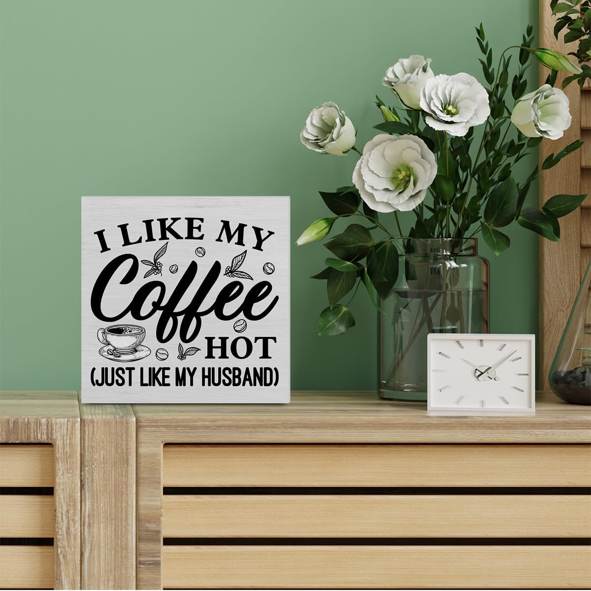 Cartel rústico de madera para amantes del café, decoración de escritorio, con texto en inglés “I Like My Coffee” (I Like My Coffee), letrero de