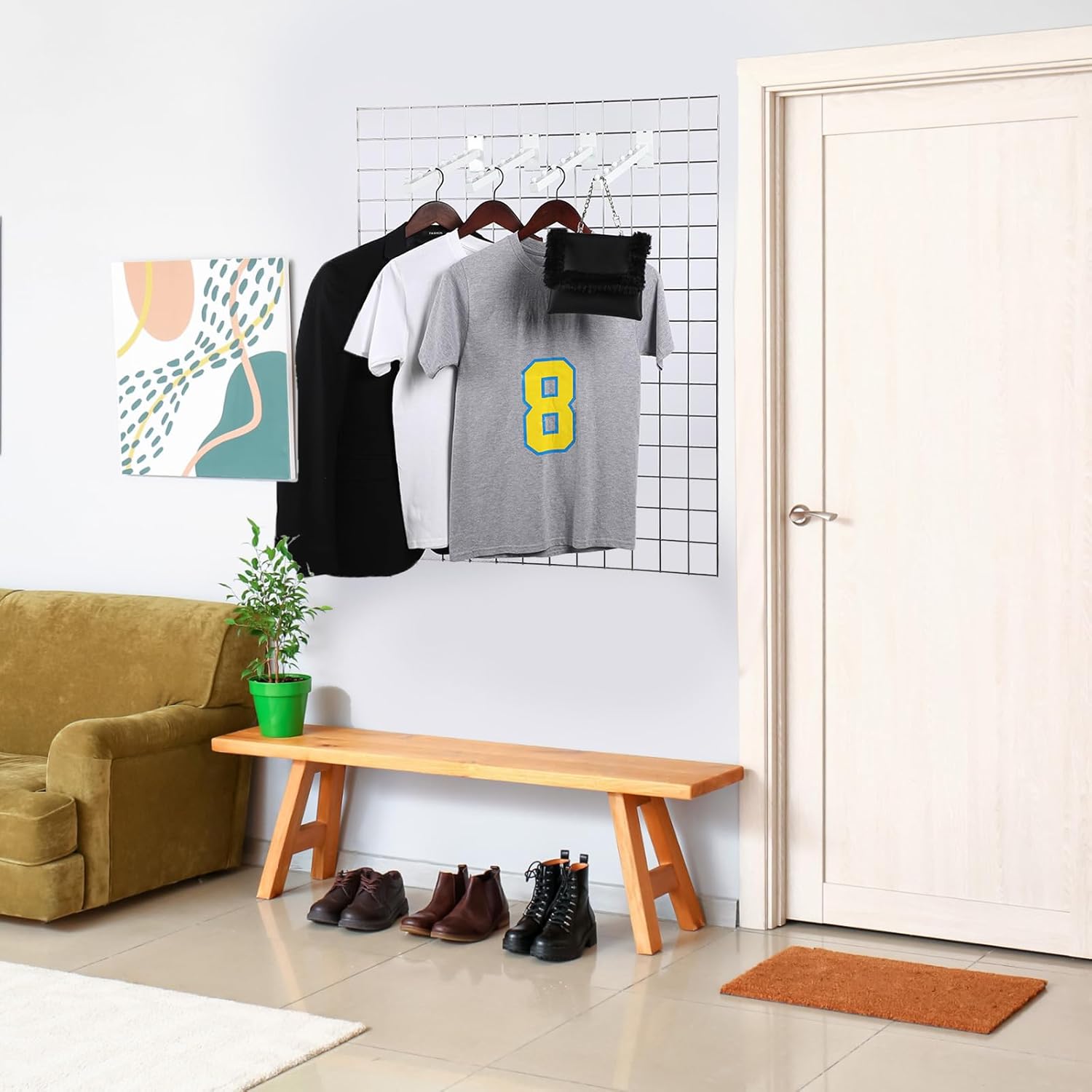 Zonon Paquete de 10 ganchos de pared de 6 bolas para pared de rejilla y rejilla de alambre, ganchos de pared de rejilla de 12 pulgadas para mostrar