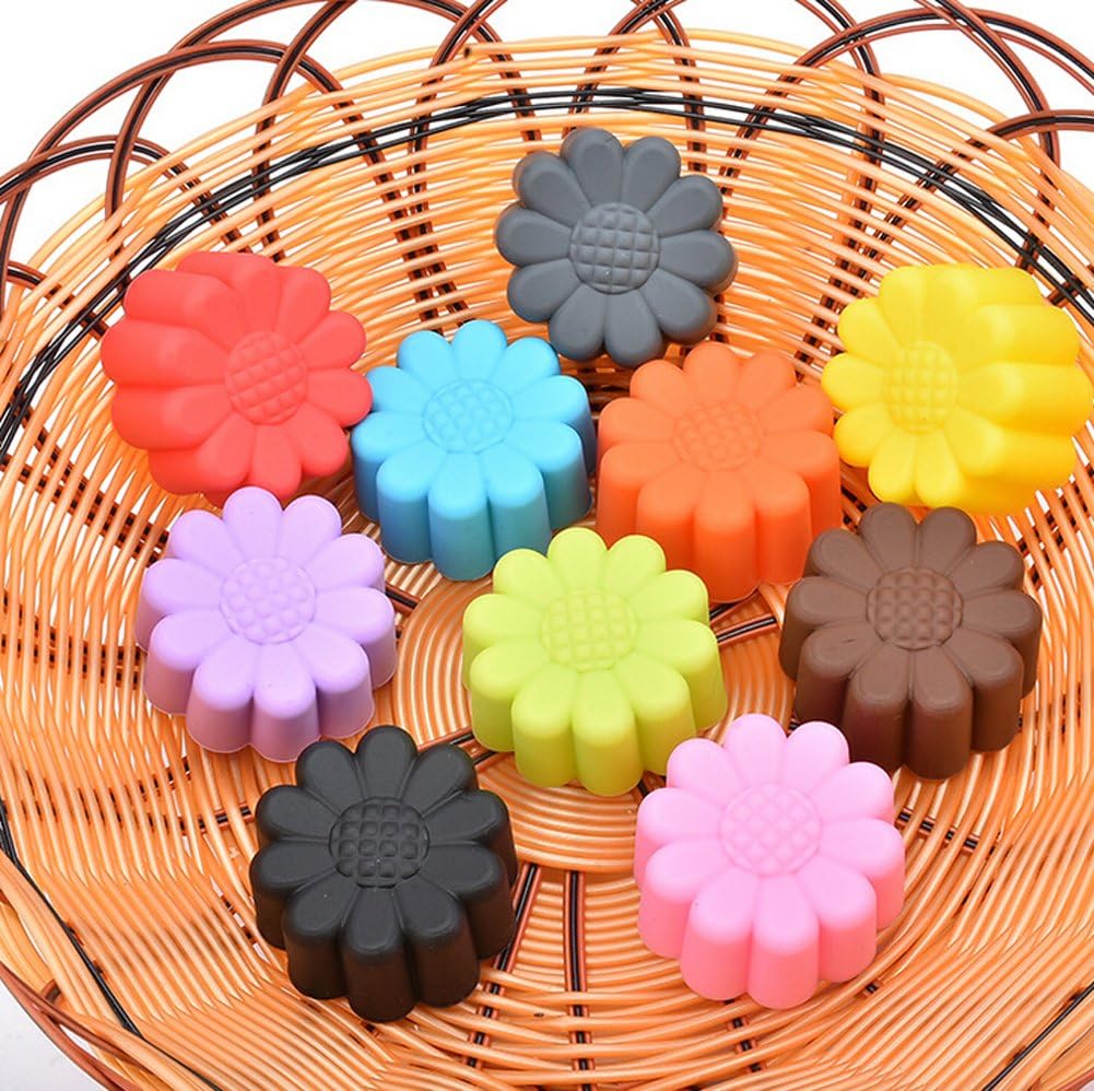 Molde de silicona para hornear taza de galleta de 2.0 pulgadas, molde para hornear, molde para hacer jabón de gelatina de pudín de chocolate, 10 uds