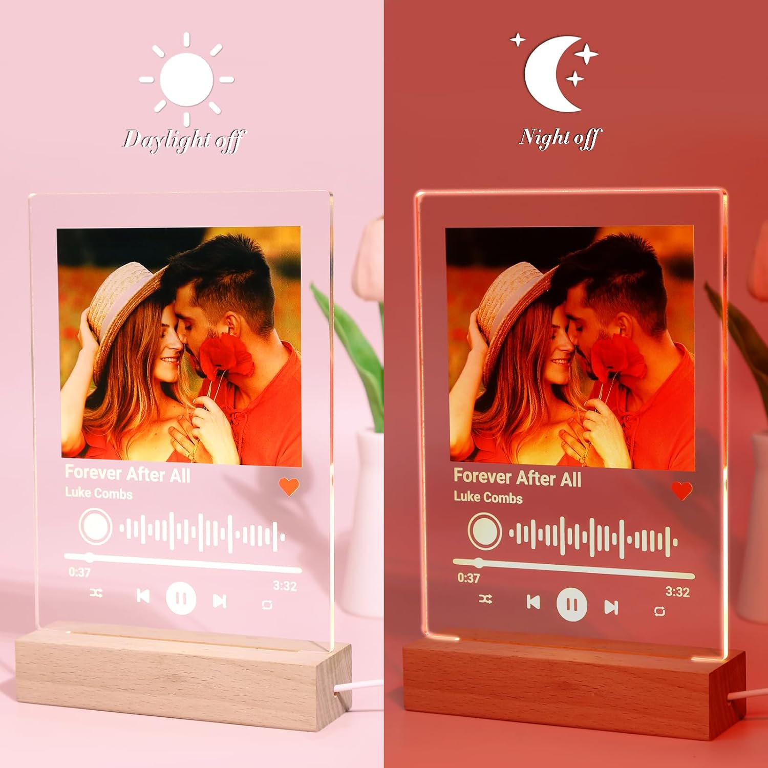 Canción acrílica personalizada con foto, canción favorita personalizada con álbum de fotos, marcos de fotos personalizados con placa de música