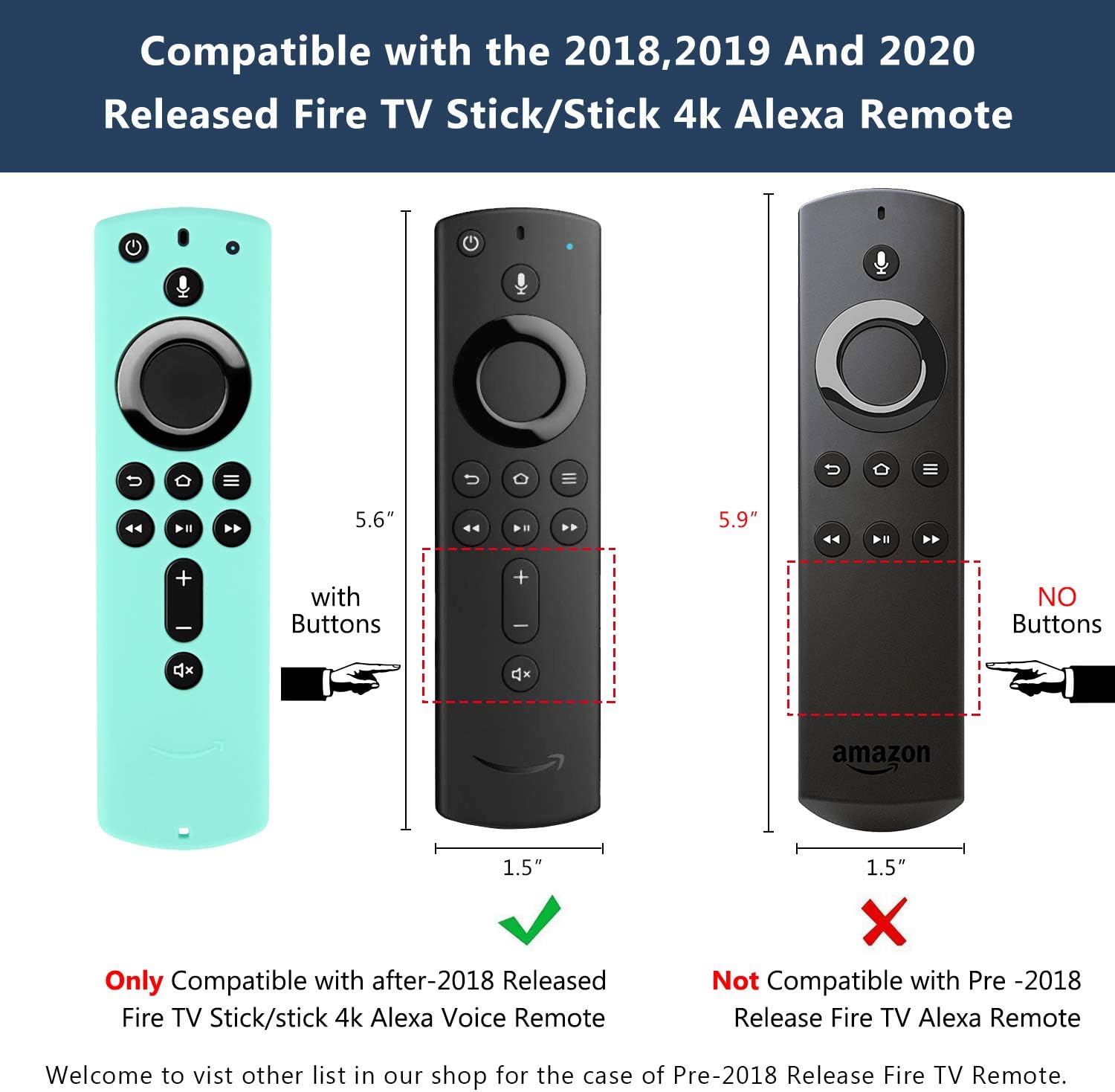 2 Pack Silicone Remote Cover Compatible with Fire TV Stick 4K Alexa Voice Remote Control, Lightweight Anti Slip Shockproof Protective Sleeve (Mint