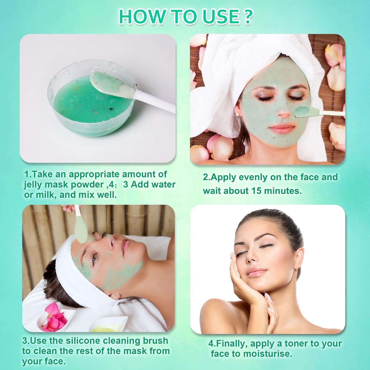 Máscara de gelatina en polvo para faciales, máscaras de gelatina de aloe vera para profesionales faciales, máscara facial de gelatina, hidratante,