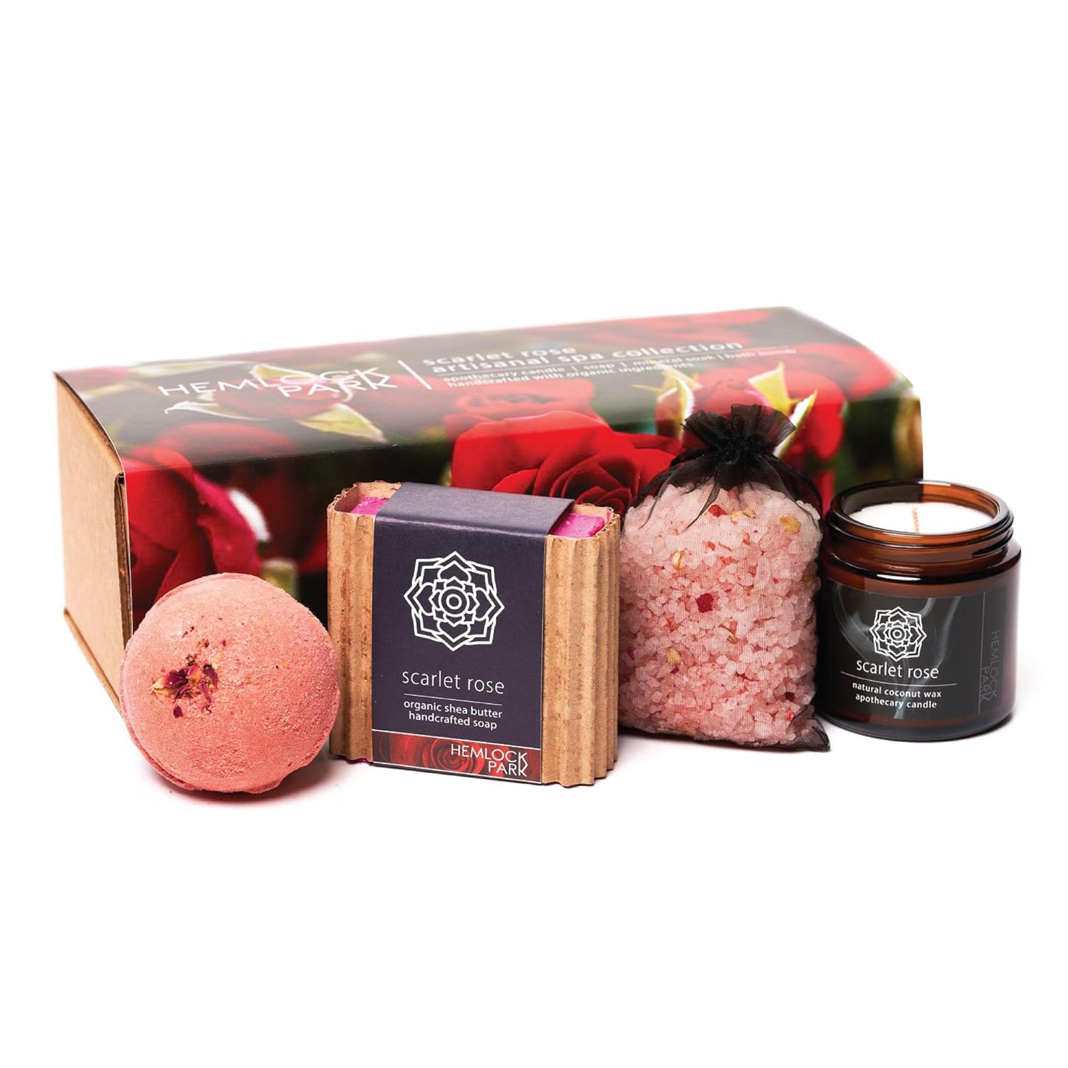 Hemlock Park Colección Artesanal Spa  Vela de boticario, jabón de manteca de karité, bomba de baño, baño de sal mineral  Hecho a mano con