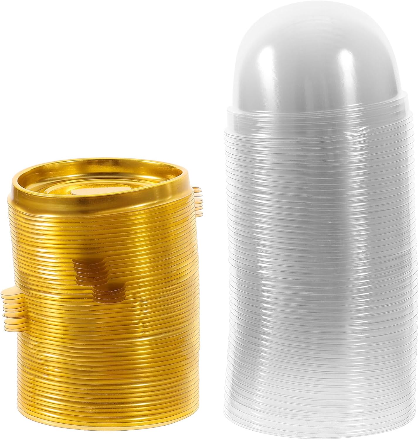 NUOBESTY Caja de cúpula transparente, 50 unidades, soportes redondos de plástico para cupcakes, yema de huevo, hojaldre de luna, caja de embalaje