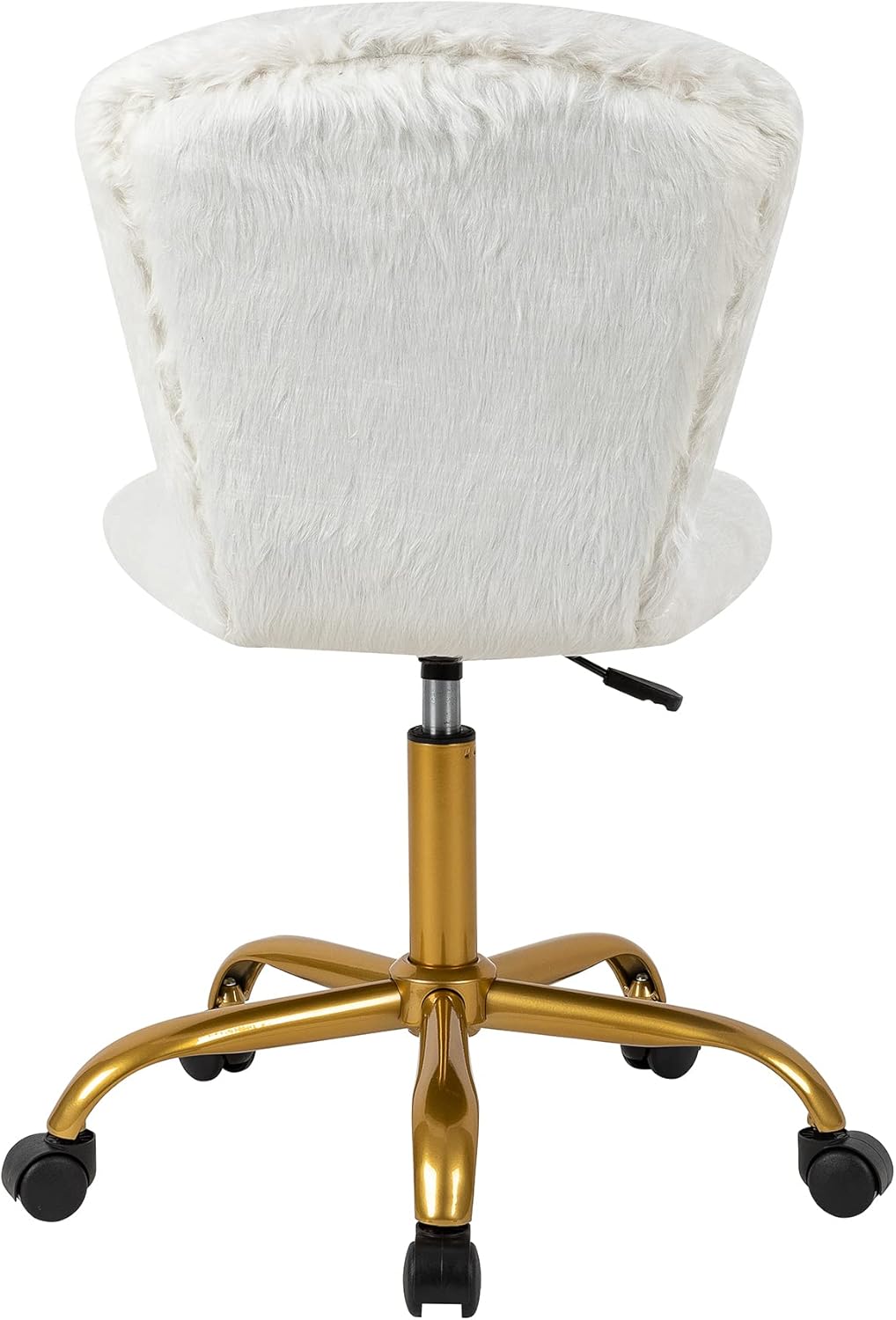 GIA Silla giratoria ajustable de respaldo medio con piel sintética, tamaño de asiento mejorado para adultos, color blanco