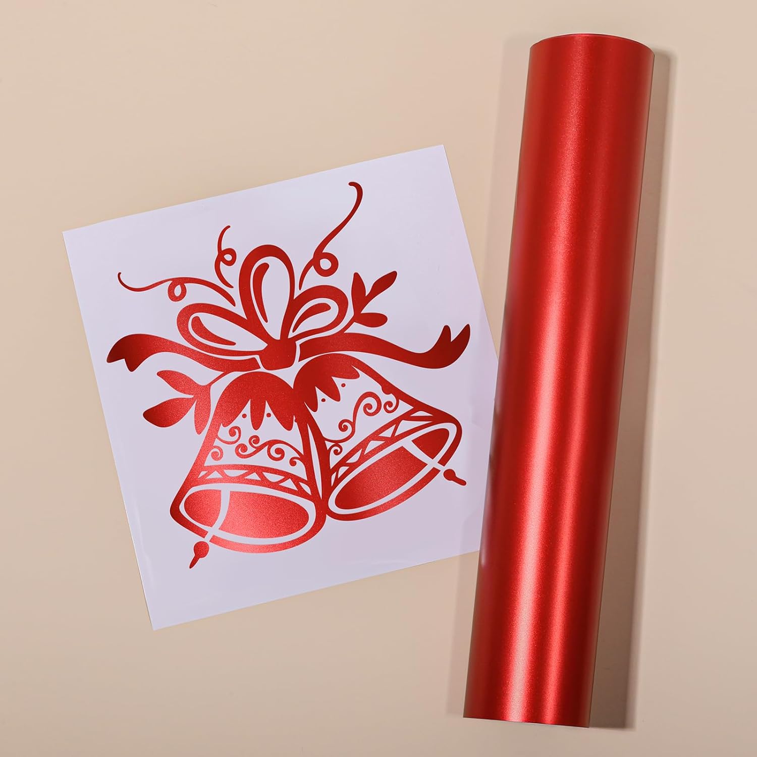 GIRAFVINYL Vinilo permanente rojo, rollo de vinilo metálico mate de 12 pulgadas x 6 pies, vinilo adhesivo rojo para decoración del hogar, automóvil,