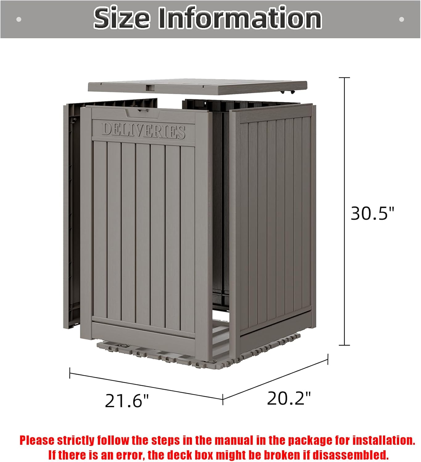 Caja de entrega de paquete de 48 galones para porche, caja de almacenamiento con cerradura segura, gran resina de doble pared para exteriores y caja