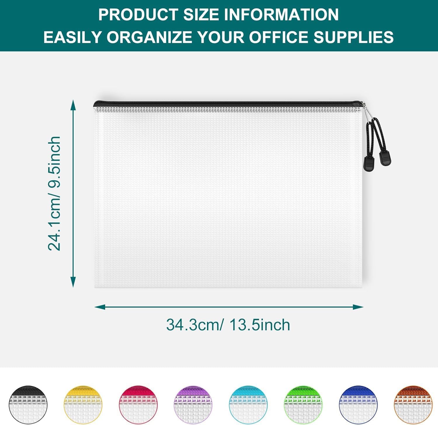 ZYBERIX – 24 bolsas duraderas para organizador de documentos para suministros de oficina, bolsas de plástico impermeables con cremallera para