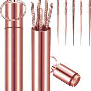 Mini soporte portátil de titanio para palillos de dientes con 10 palillos de dientes de titanio reutilizables, impermeable, palillos de dientes, Mini soporte portátil de titanio para palillos de dientes con 10 palillos de dientes de titanio reutilizables, impermeable, palillos de dientes,