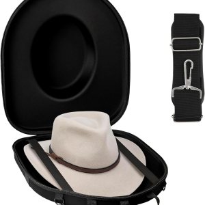 Funda de transporte para sombreros de viaje, caja de almacenamiento antipresión para sombreros con asa de transporte, correas de hombro y equipaje, Funda de transporte para sombreros de viaje, caja de almacenamiento antipresión para sombreros con asa de transporte, correas de hombro y equipaje,