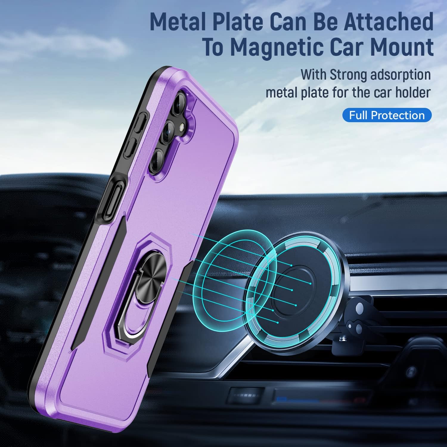 YmhxcY Funda A14 5G, funda para Galaxy A14 5G con 2 protectores de pantalla a prueba de explosiones, grado militar soporte de anillo de 360  F,