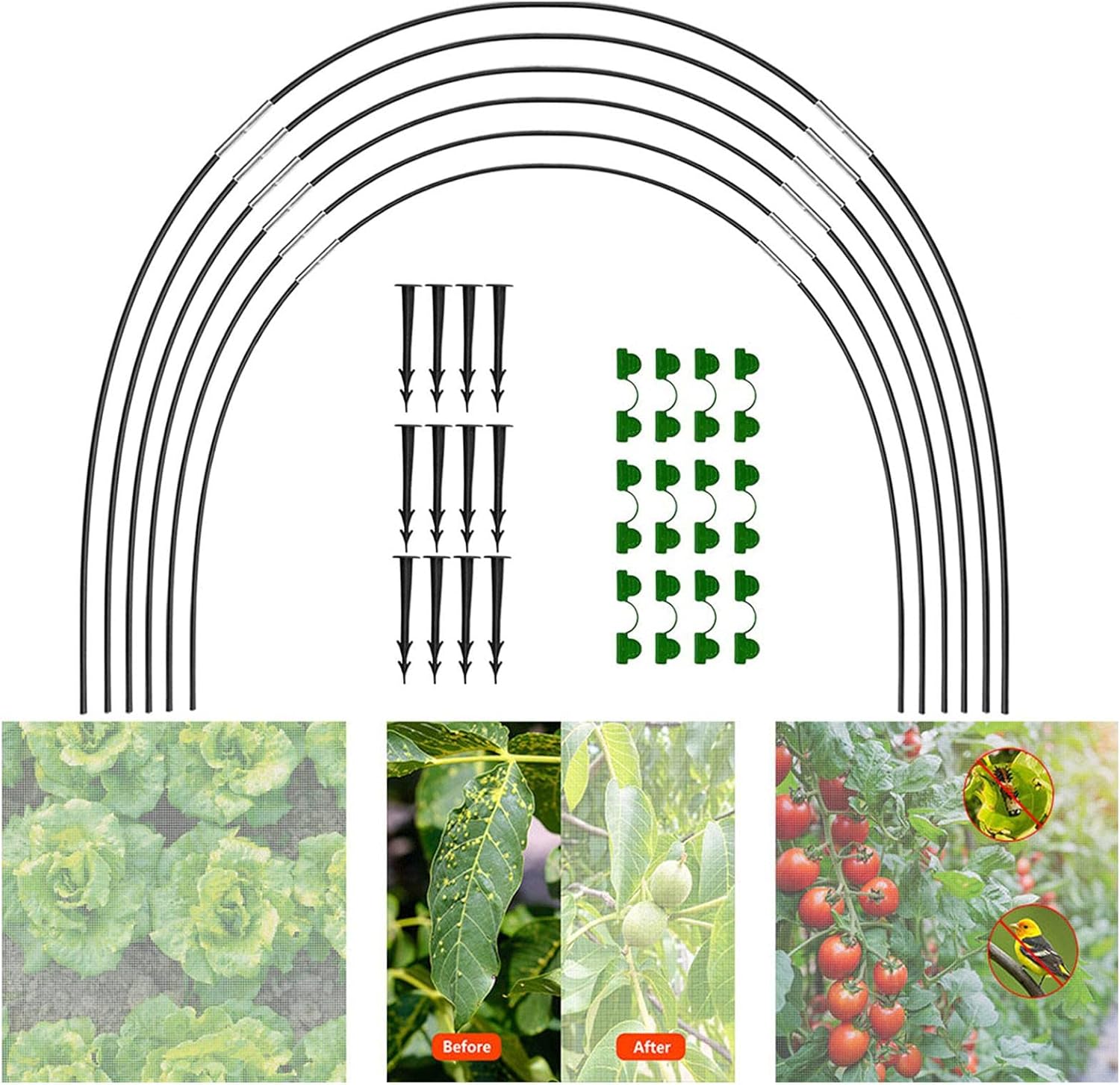18 aros de invernadero mejorados, túnel de crecimiento, aros de invernadero de jardín, soporte de plantas arqueadas, marco de invernadero de aro de