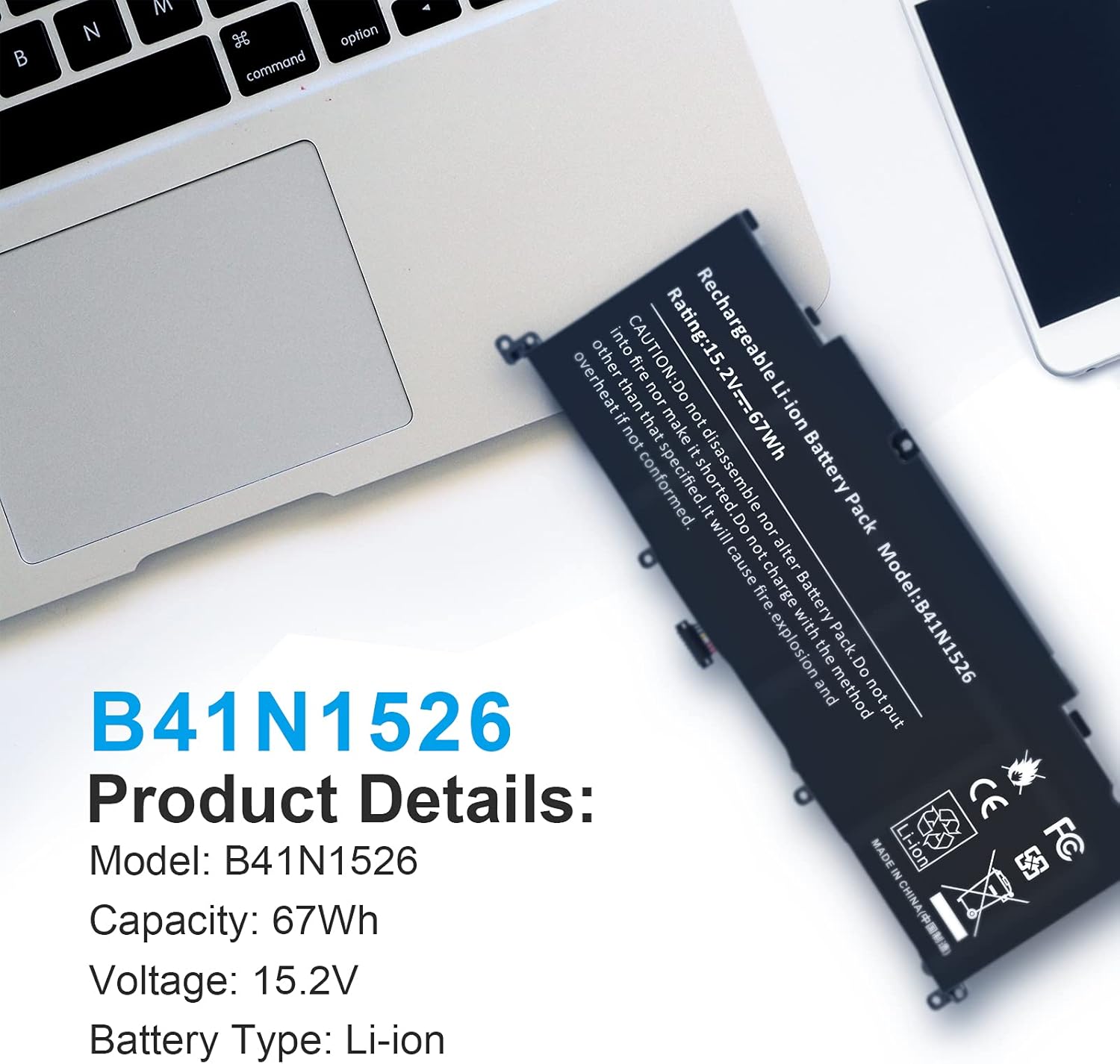 B41N1526 – Batería para portátil Asus FX502VM FX60VM FX502VM-AS73 FX502VM-FY361T GL502 GL502V GL502VT GL502VT-1A ROG Strix S5 S5V S5VM S5VT6700