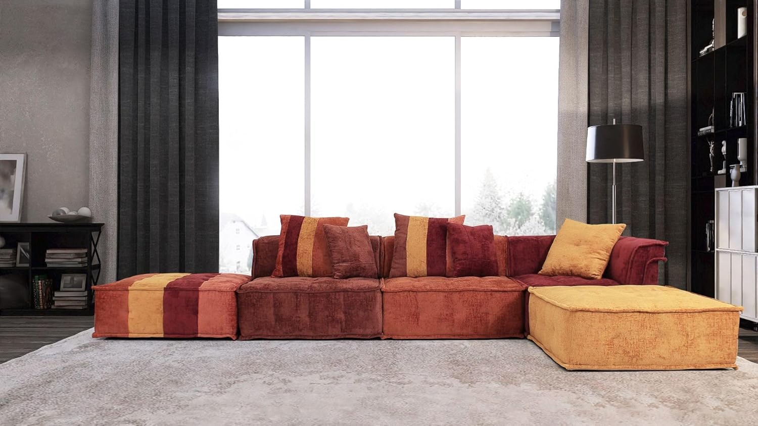 INLAND EMPIRE FURNITURE Sofá modular modular de tela multicolor moderna Alfio