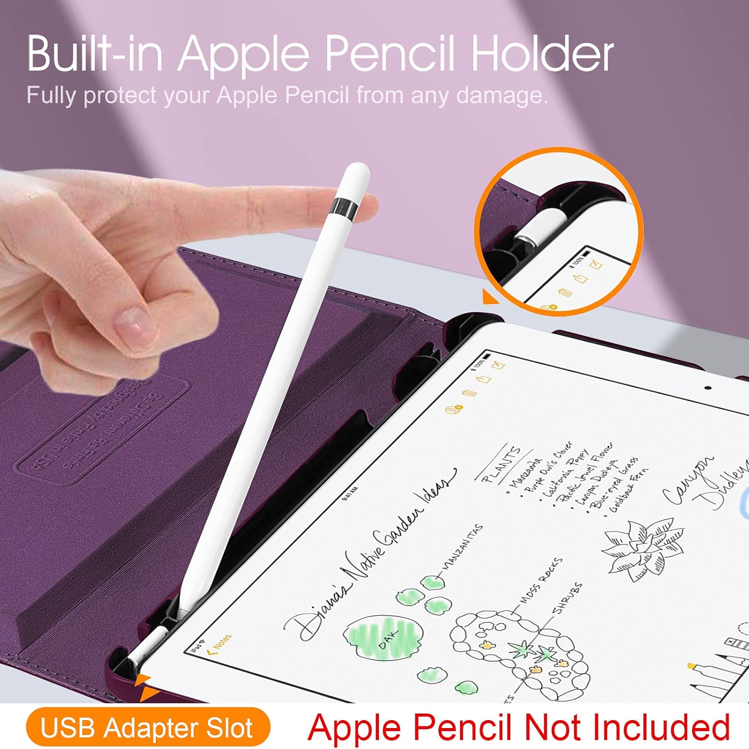 Funda giratoria Fintie para el nuevo iPad de 7a generación de 10.2″ de 2019. Portalápices integrado Funda protectora inteligente giratoria de 360