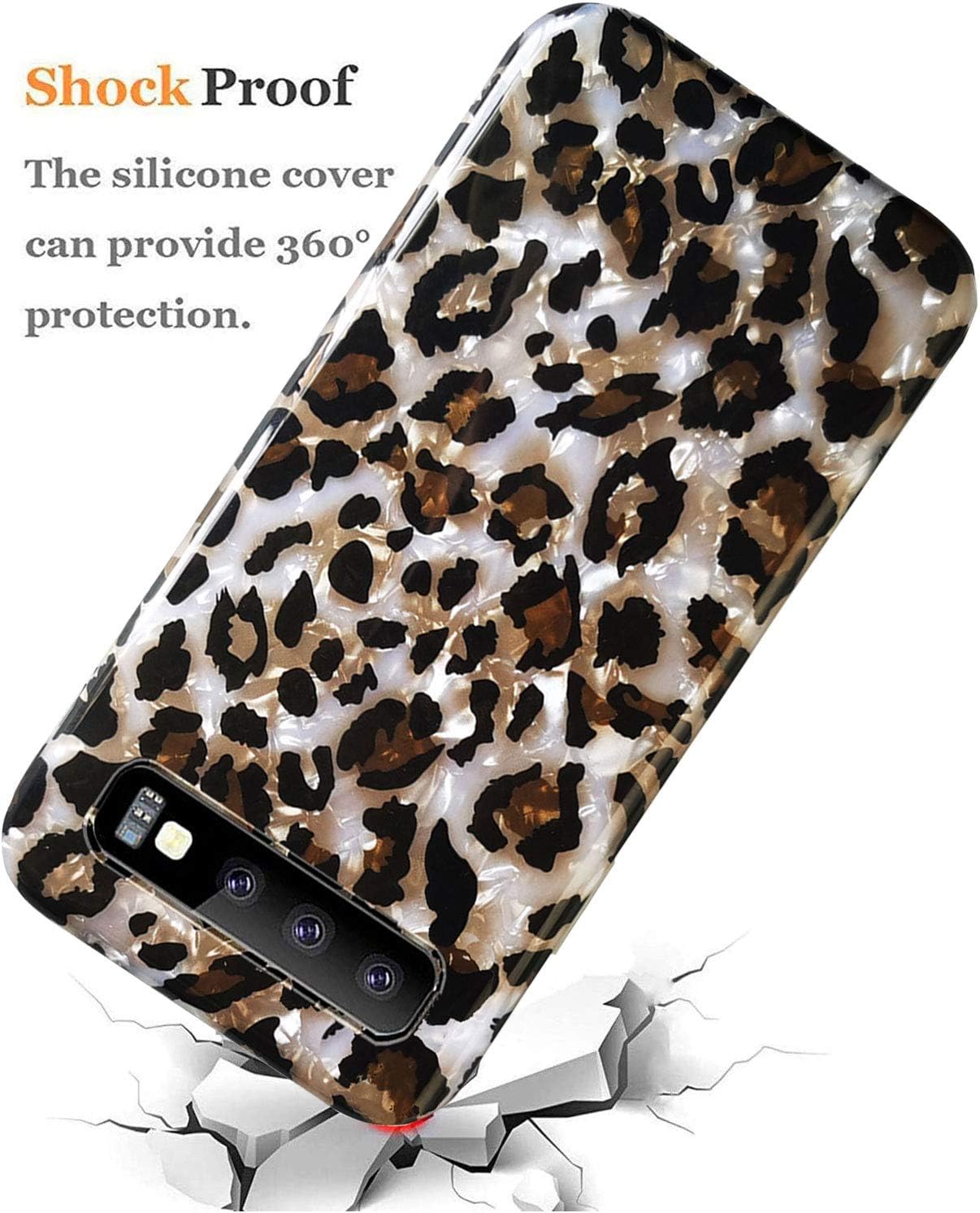 J.west Funda de leopardo para Galaxy S10 de 6.1 pulgadas, diseño de guepardo brillante de lujo para niñas y mujeres, diseño translúcido delgado de