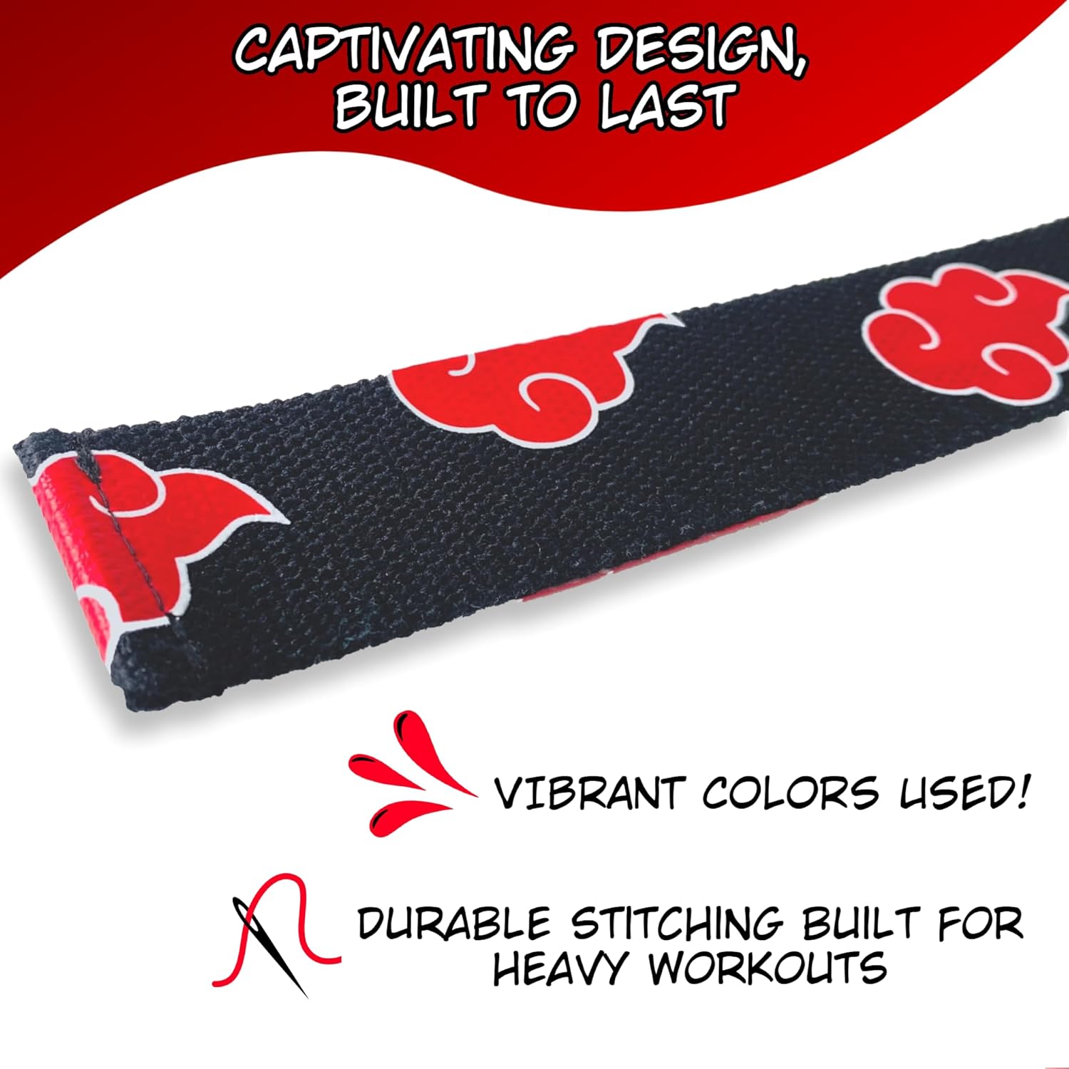 Correas de levantamiento de anime, correas acolchadas para levantamiento de pesas, culturismo, entrenamientos de gimnasio, levantamiento de